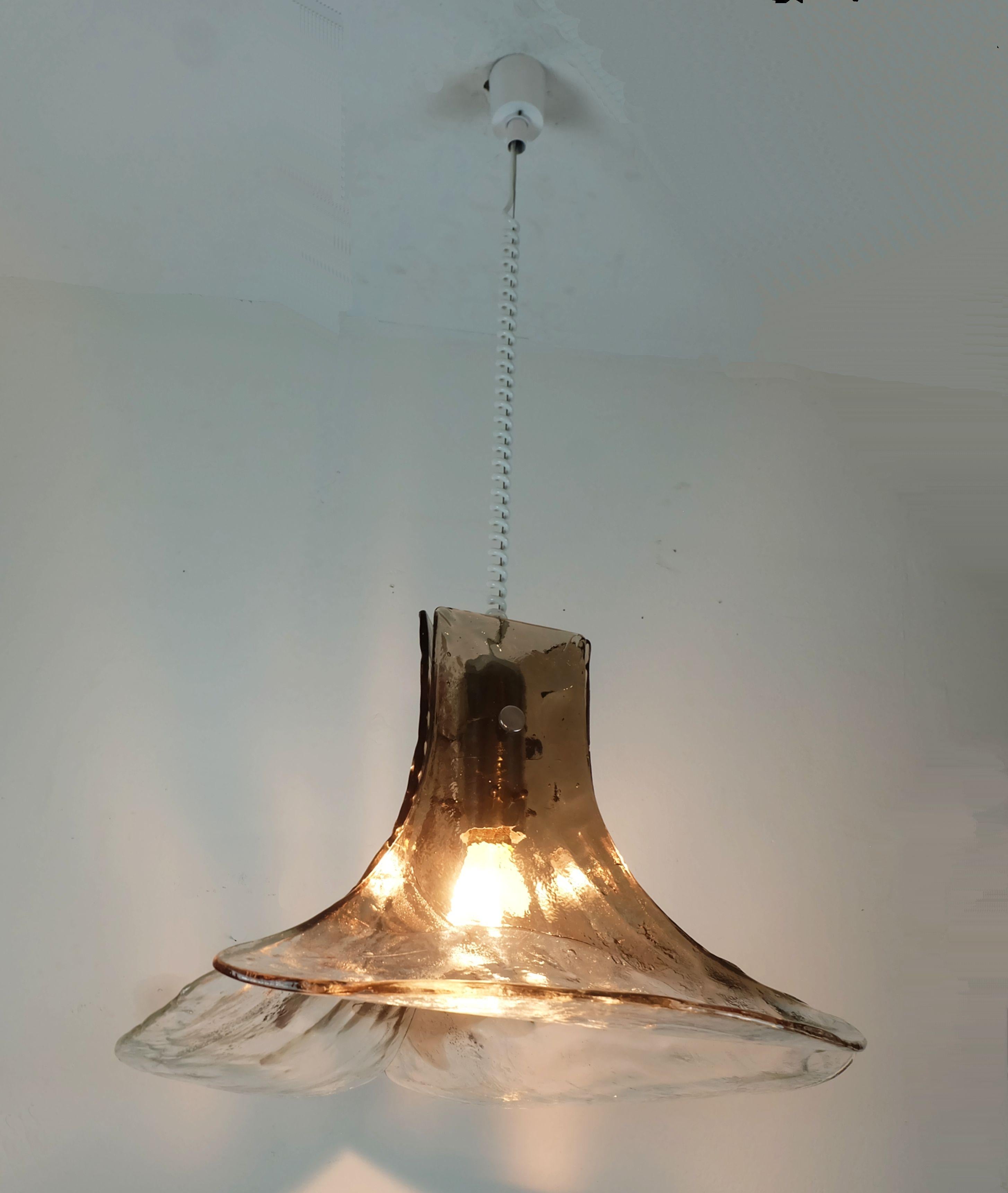 carlo nason kalmar franken mitte jahrhundert CHANDELIER hängeleuchte eisglas im Angebot 1