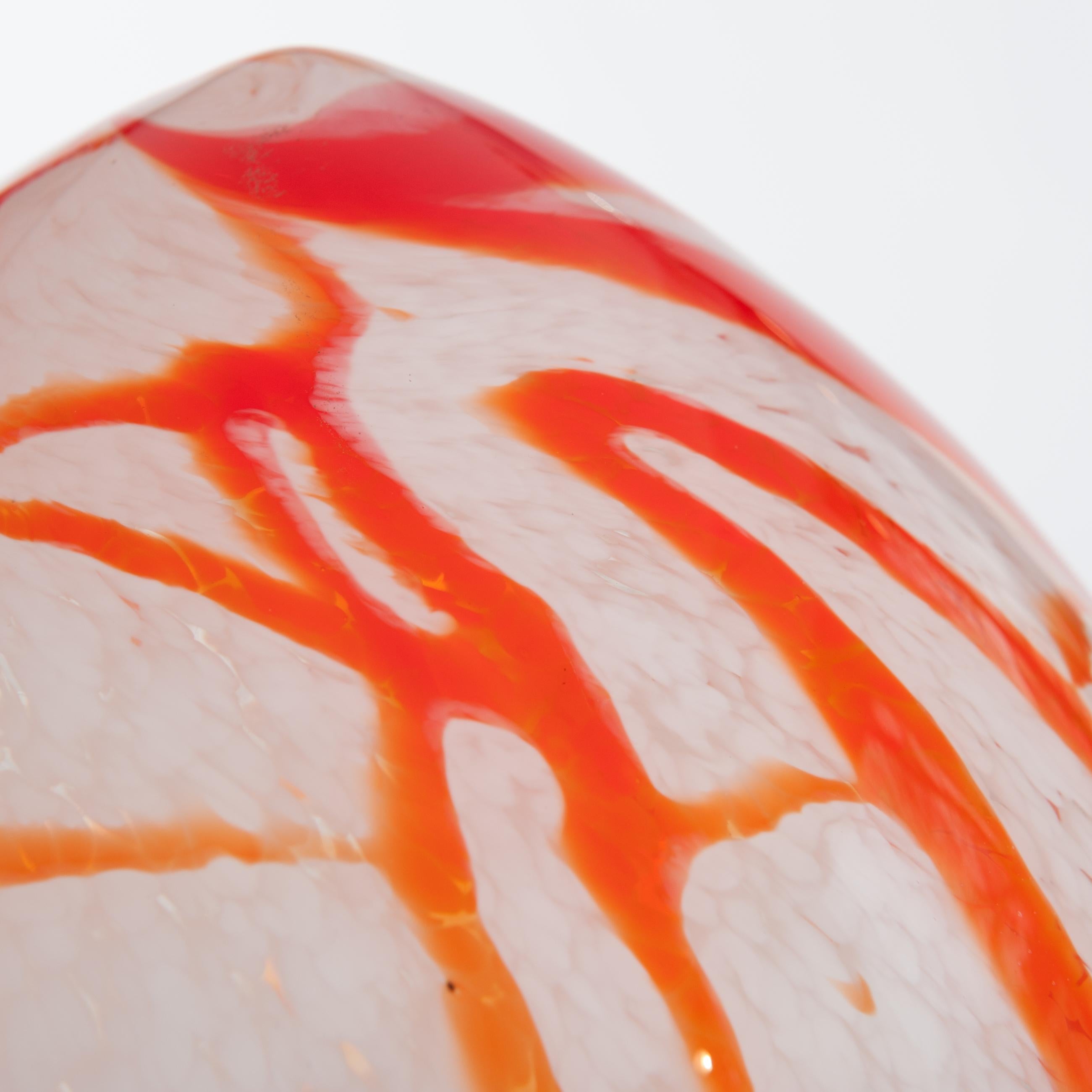 Italian Carlo Nason Lipstick Orange, Red, White Floor Lamp by Mazzega, 1960s
