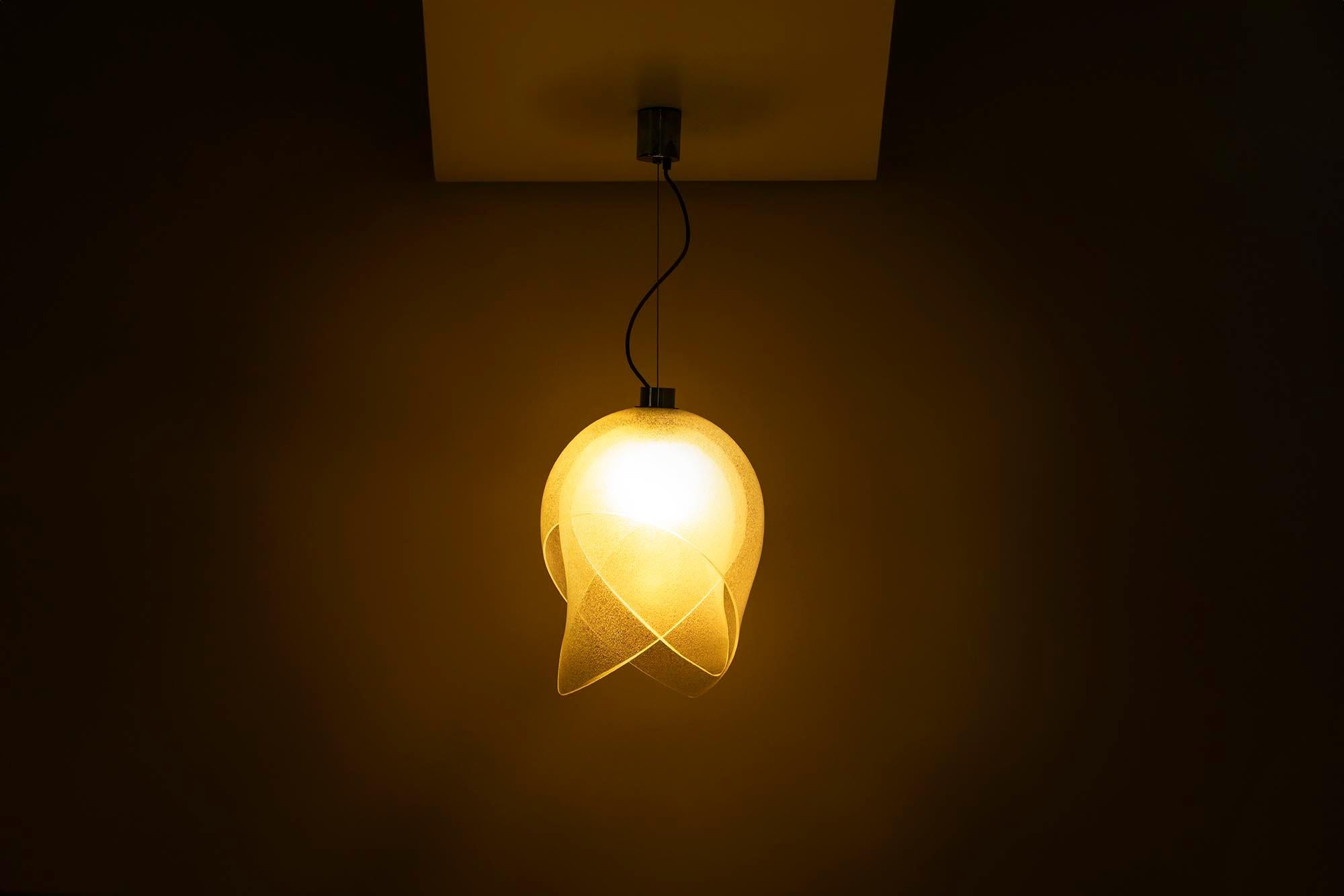 Carlo Nason LS 178 Lampada a sospensione in cristallo a bolle, Italy 1970s in vendita 4