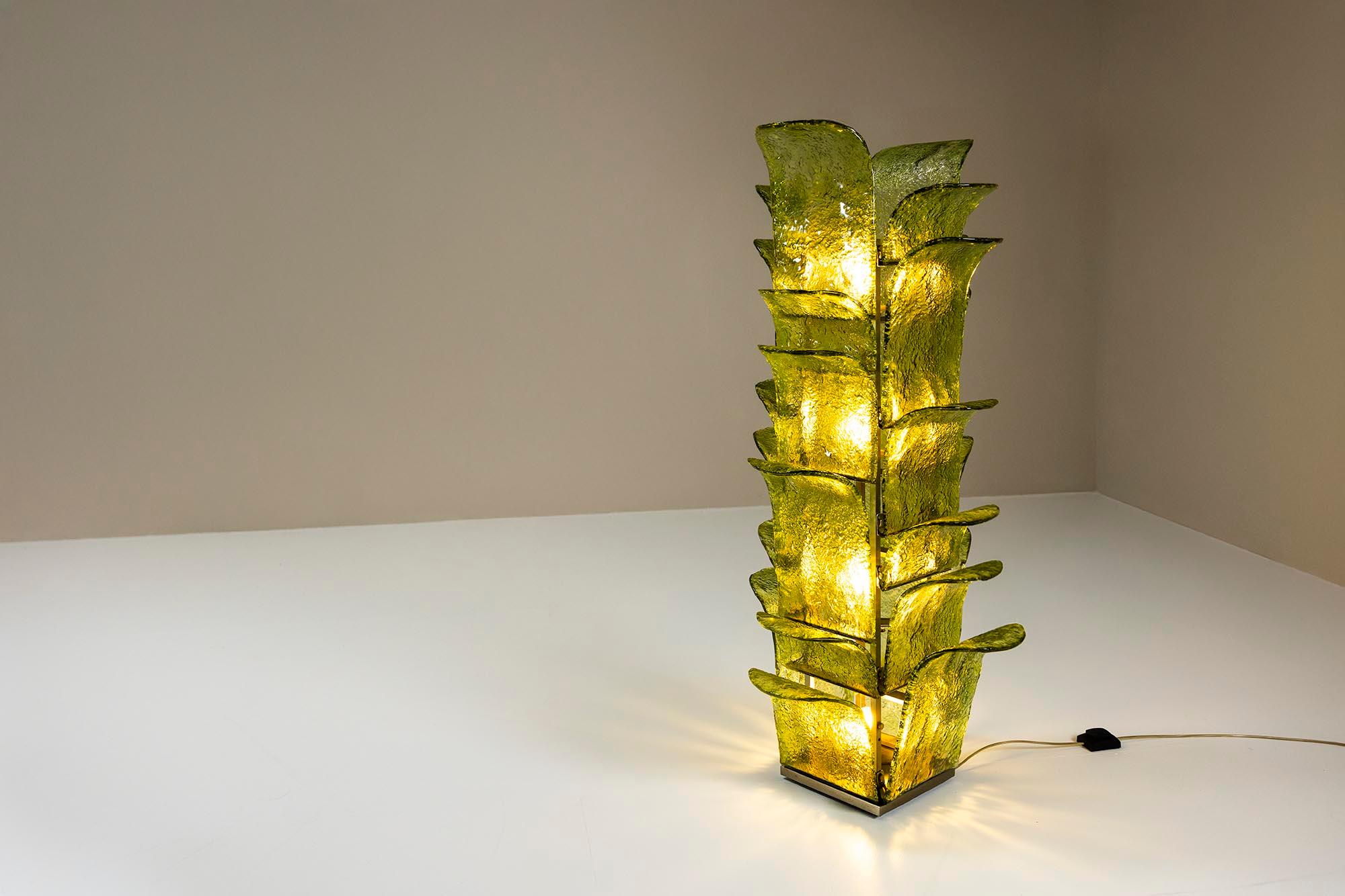 Carlo Nason LT 320 “Cactus” Floor Lamp in Green Murano for Mazzega, Italy 1960s 3