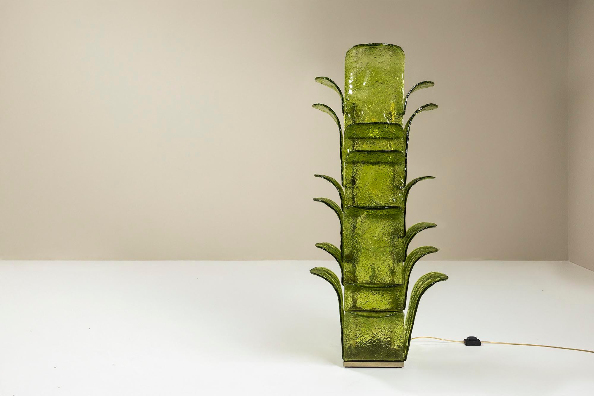 Carlo Nason LT 320 “Cactus” Floor Lamp in Green Murano for Mazzega, Italy 1960s 5