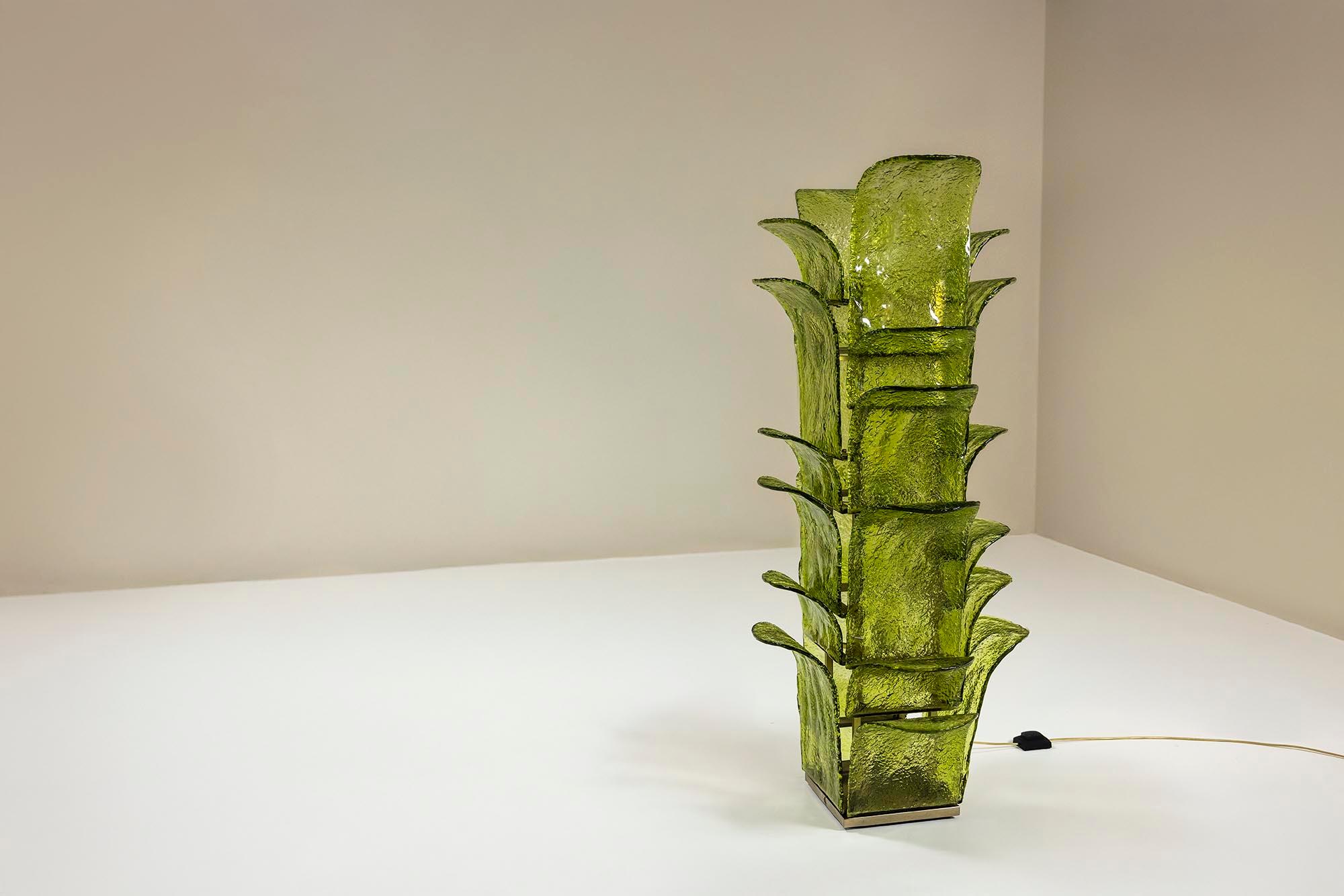 Carlo Nason LT 320 “Cactus” Floor Lamp in Green Murano for Mazzega, Italy 1960s 7