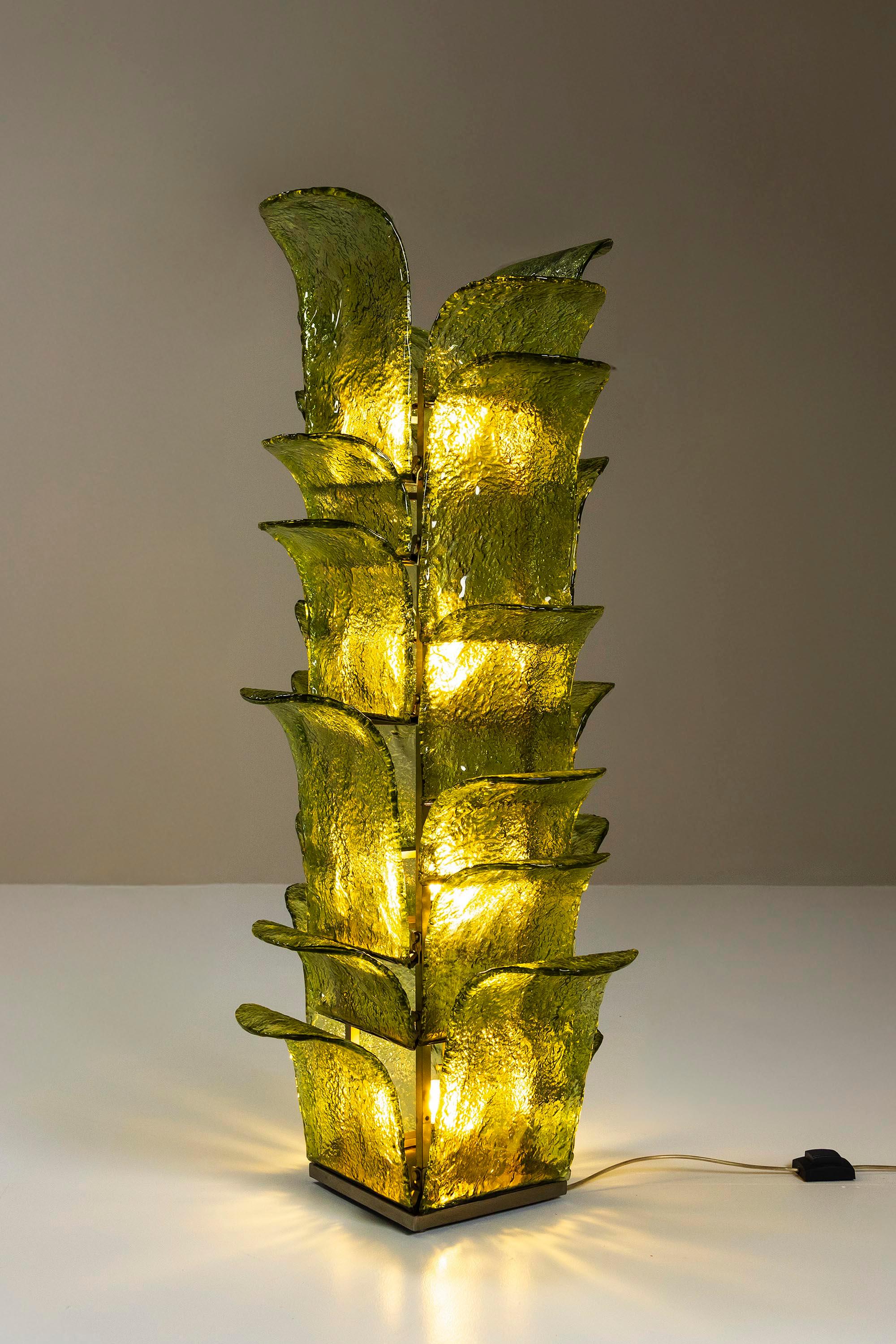 Mid-Century Modern Carlo Nason LT 320 “Cactus” Floor Lamp in Green Murano for Mazzega, Italy 1960s