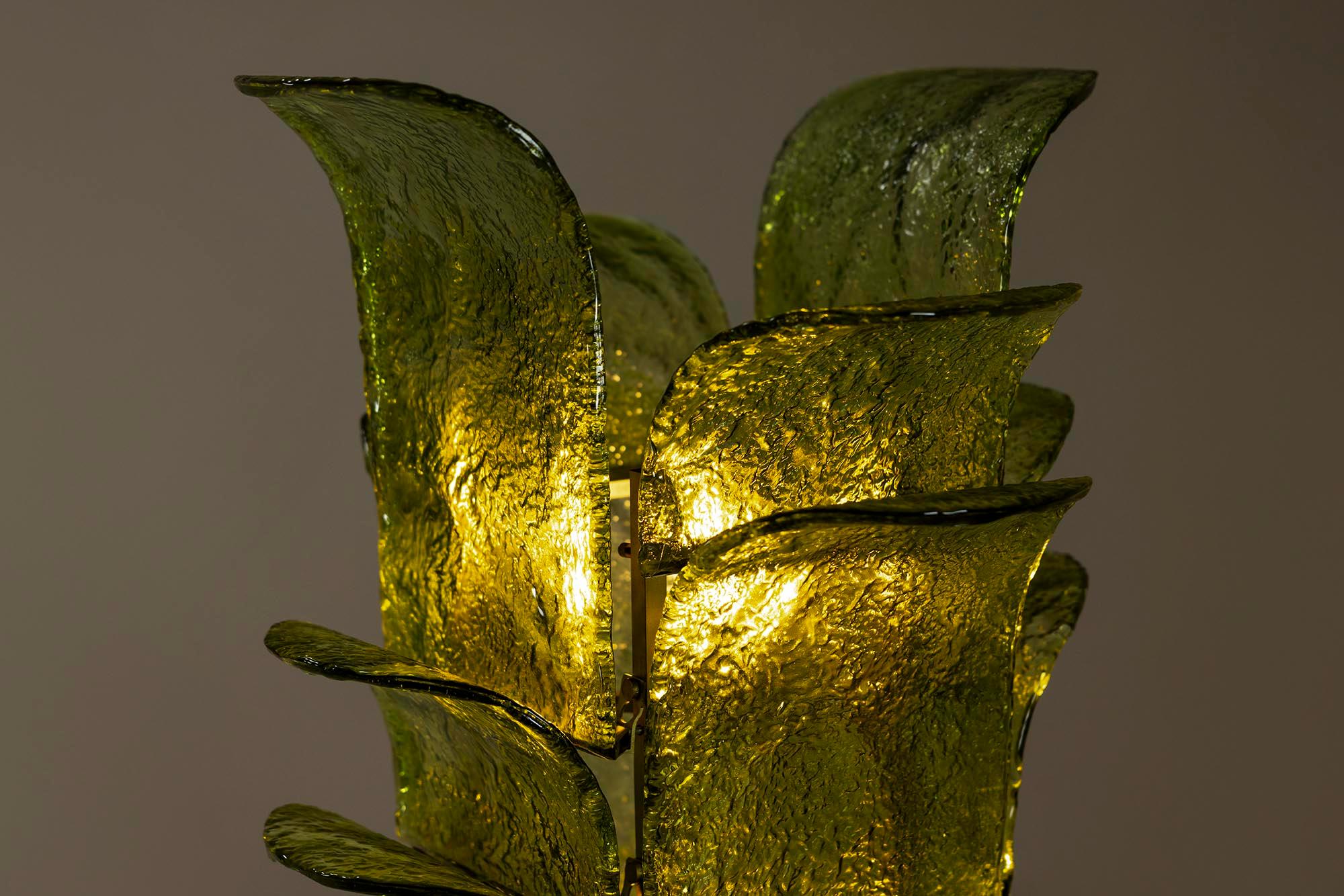 Italian Carlo Nason LT 320 “Cactus” Floor Lamp in Green Murano for Mazzega, Italy 1960s