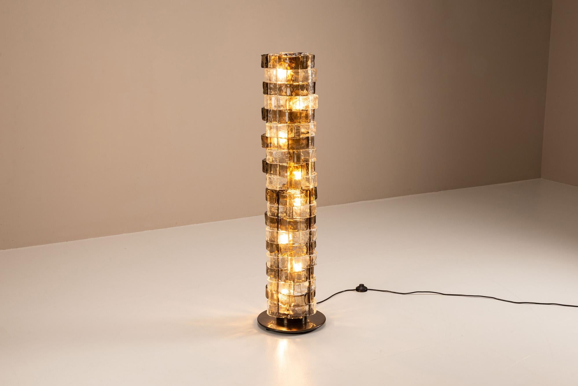 Carlo Nason LT 378 Lampadaire Cristal et verre tabac pour Mazzega, Italie, années 1970 en vente 3