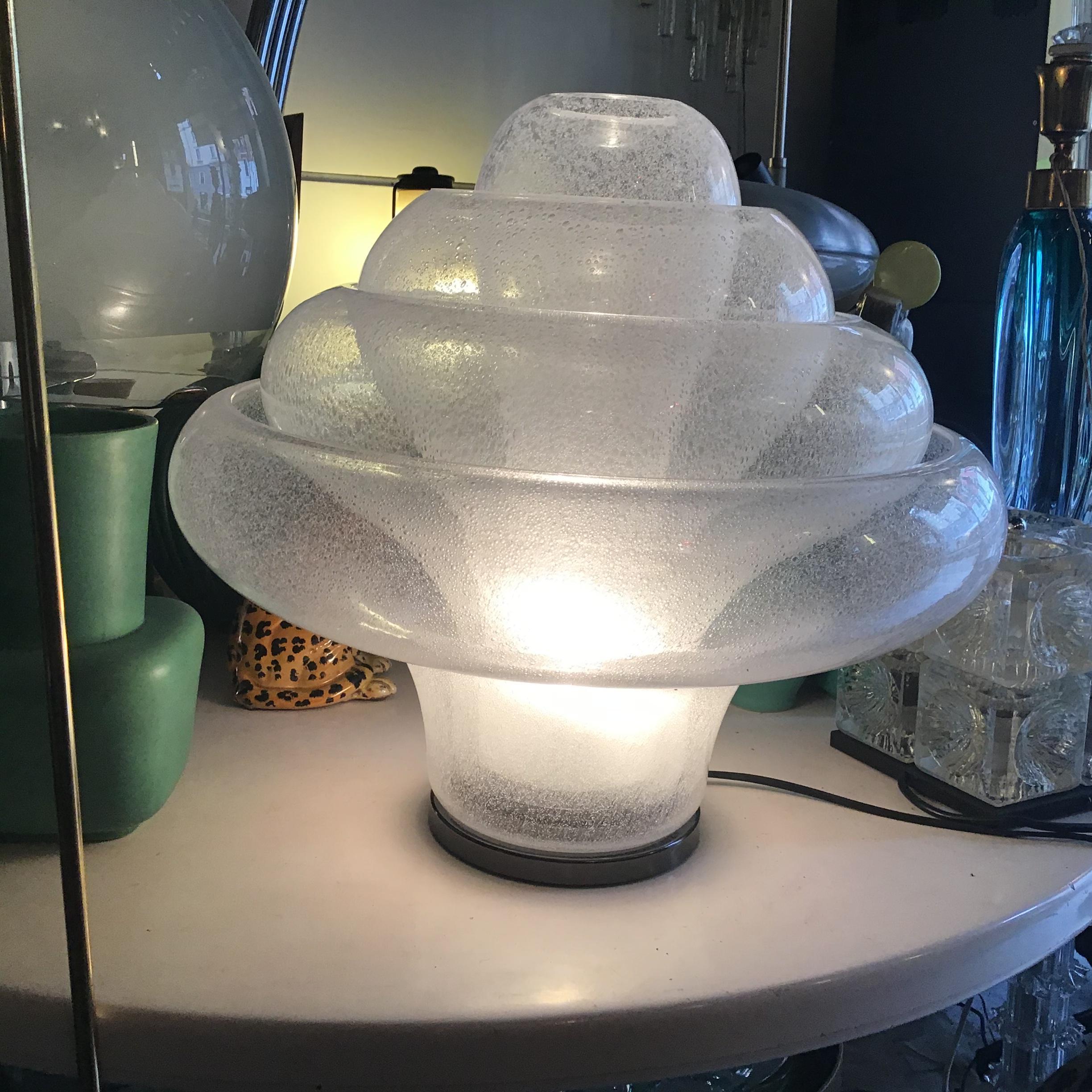 Murano Glass Carlo Nason LT305 Lotus Mazzega Table Lamp 1960 Italy For Sale