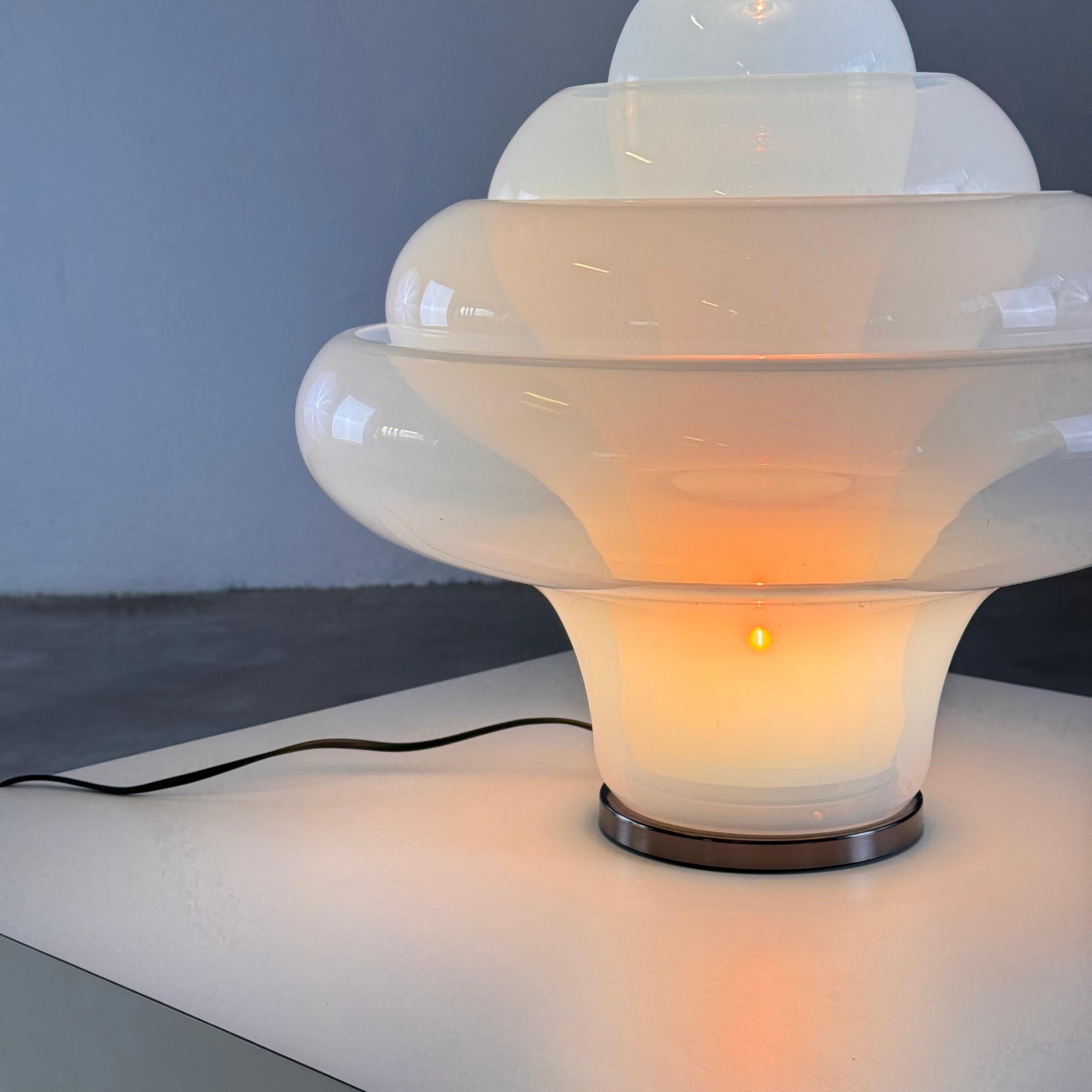 Italian Carlo Nason LT305 'Lotus' Table Lamp for Mazzega, Opalescent Glass, 1960s Design