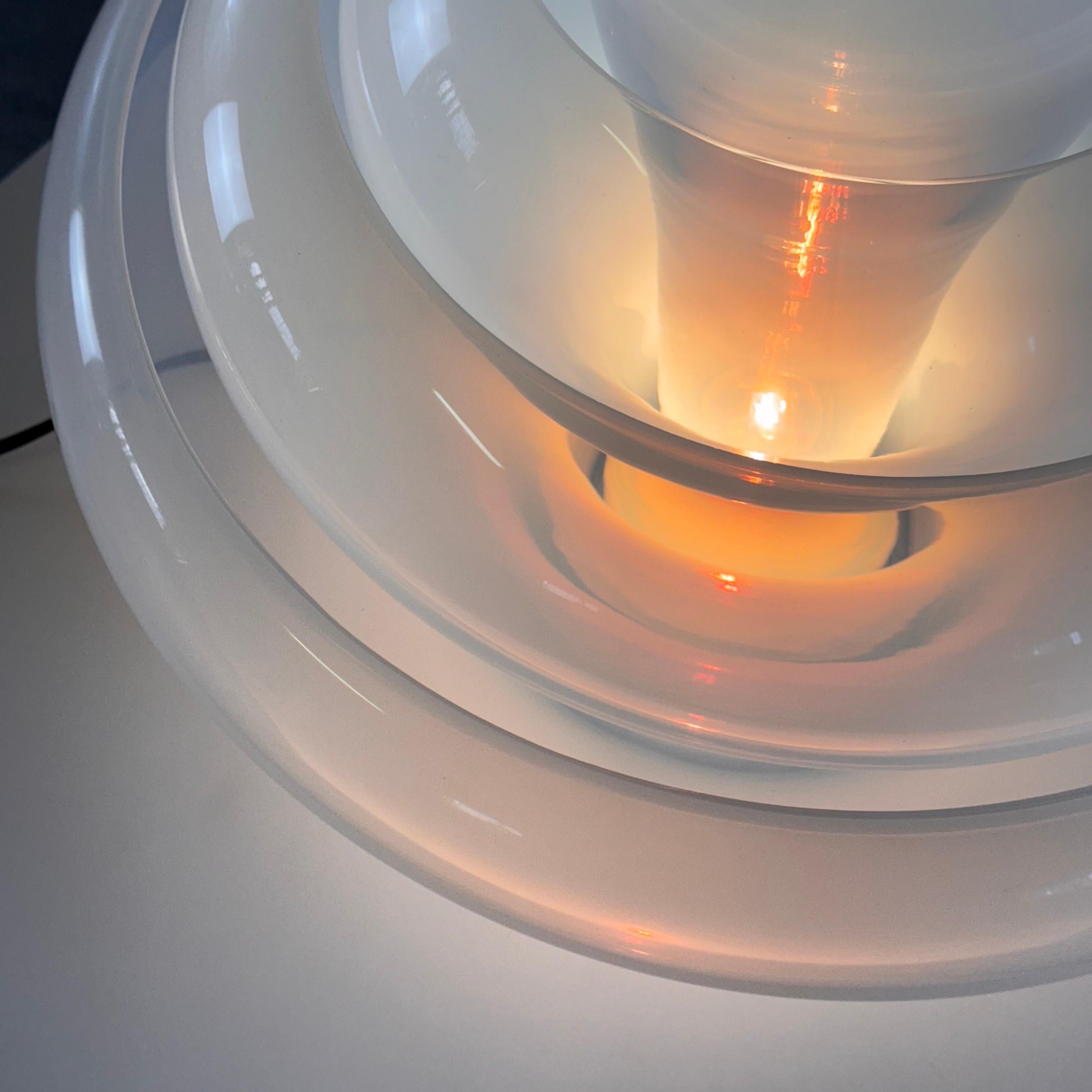 Metal Carlo Nason LT305 'Lotus' Table Lamp for Mazzega, Opalescent Glass, 1960s Design