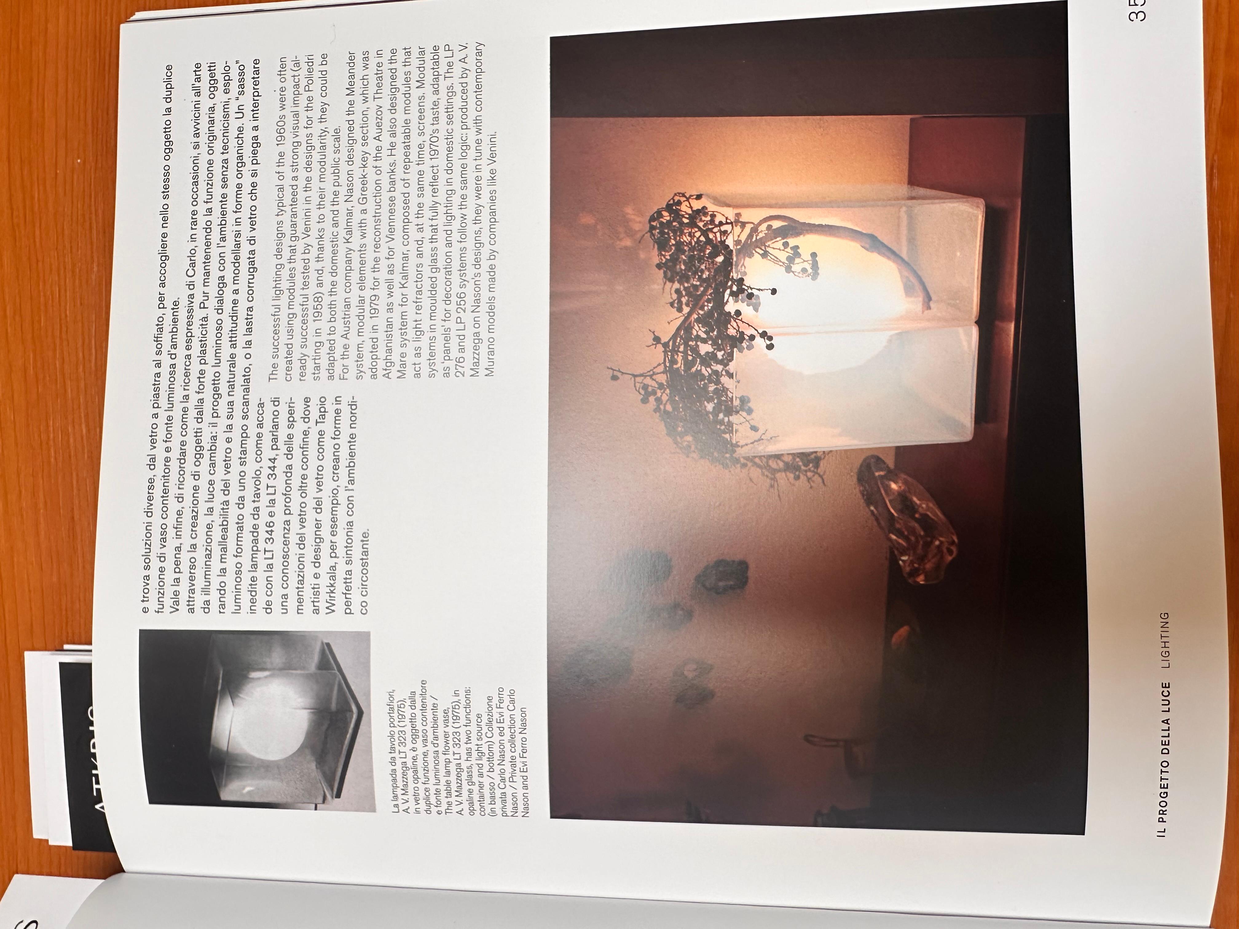 Carlo Nason LT323 Table Lamp and Vase in Opaline Glass for Mazzega, Italy 1975 For Sale 14