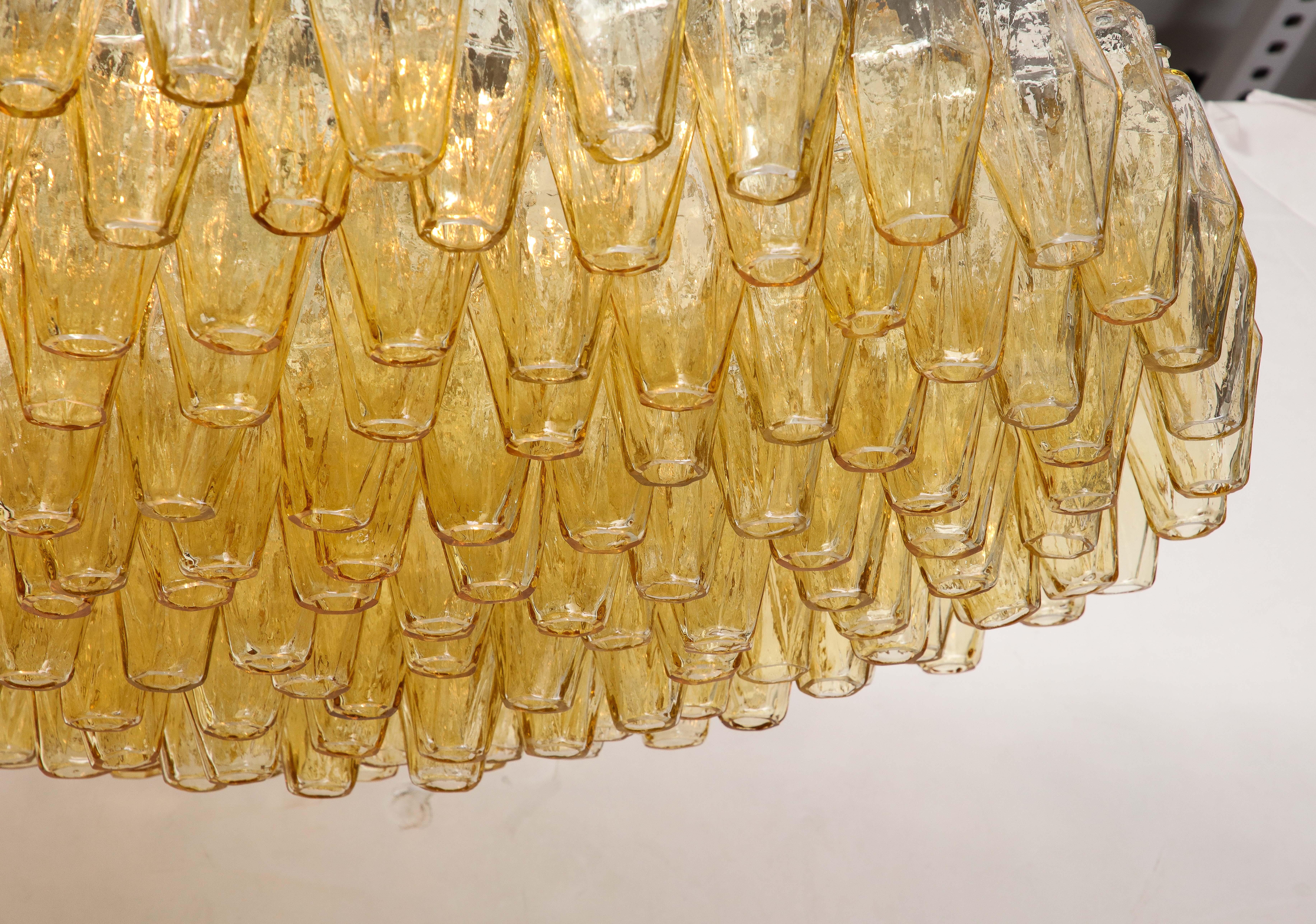 Carlo Scarpa, Venini Amber Amber Polyhedral Chandelier For Sale 3
