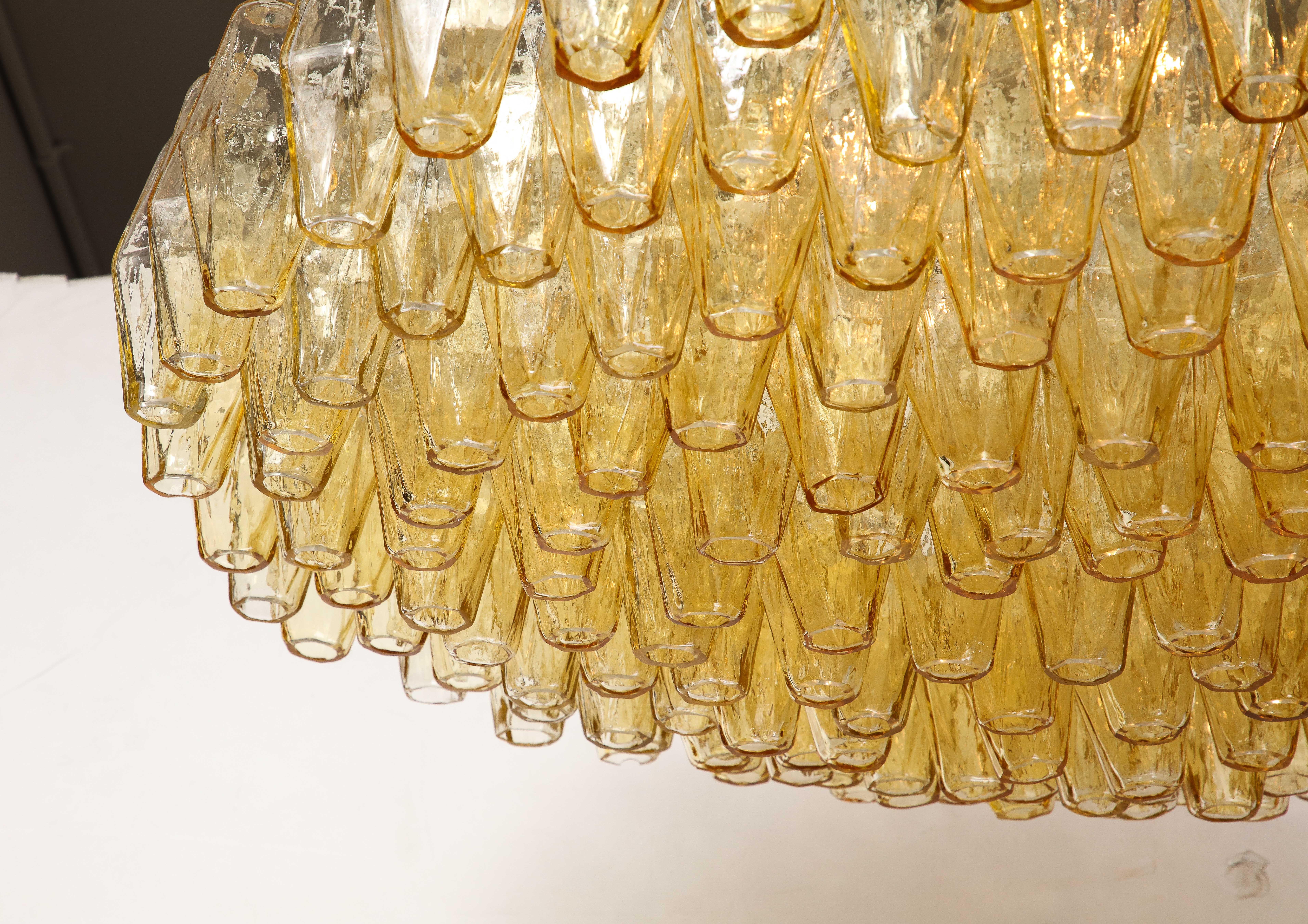 Carlo Scarpa, Venini Amber Amber Polyhedral Chandelier For Sale 2