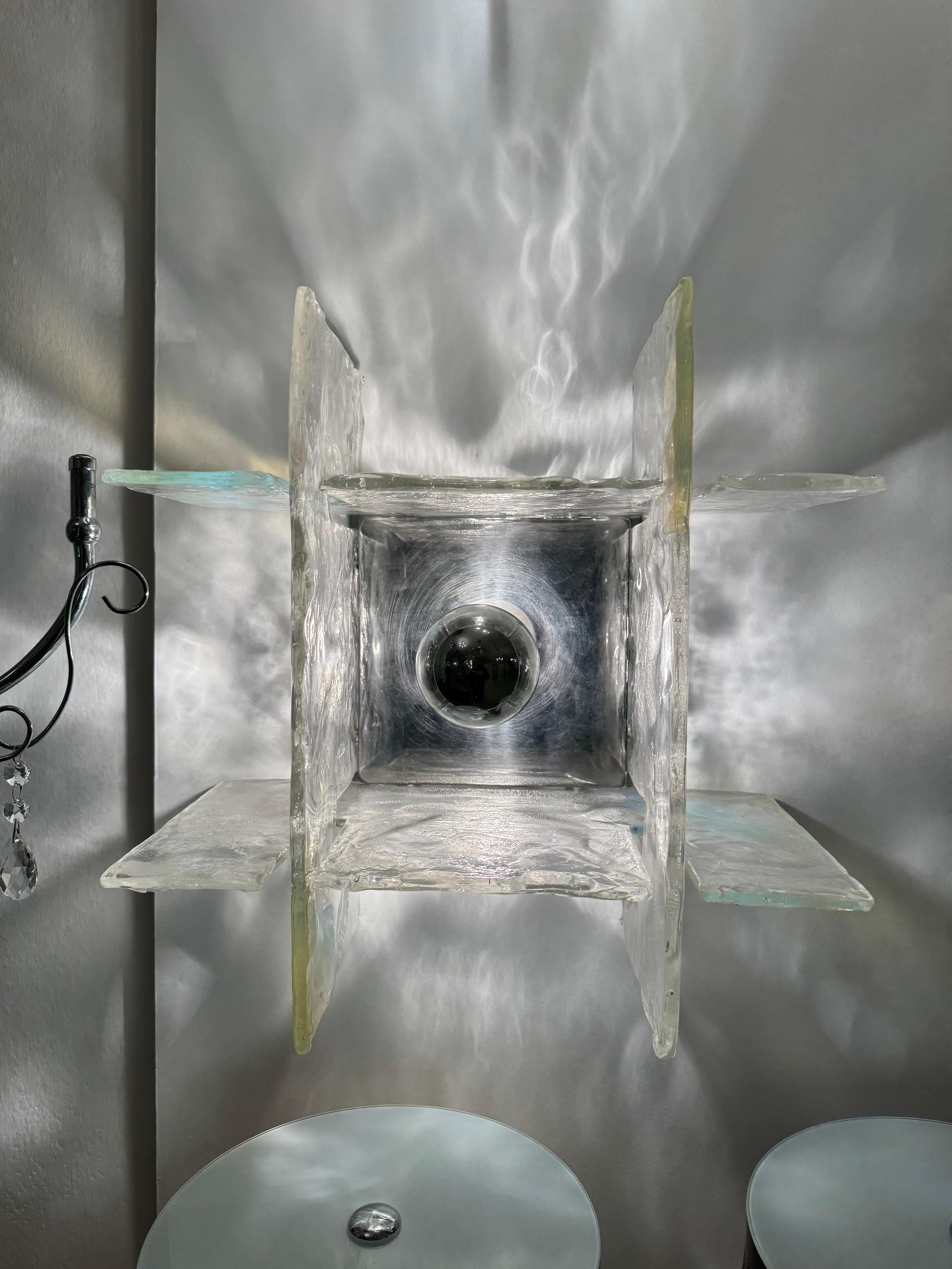 Scandinavo moderno Carlo Nason Mazzega Lampada a Incasso LS 263 vetro iridescente Design Anni '60 in vendita