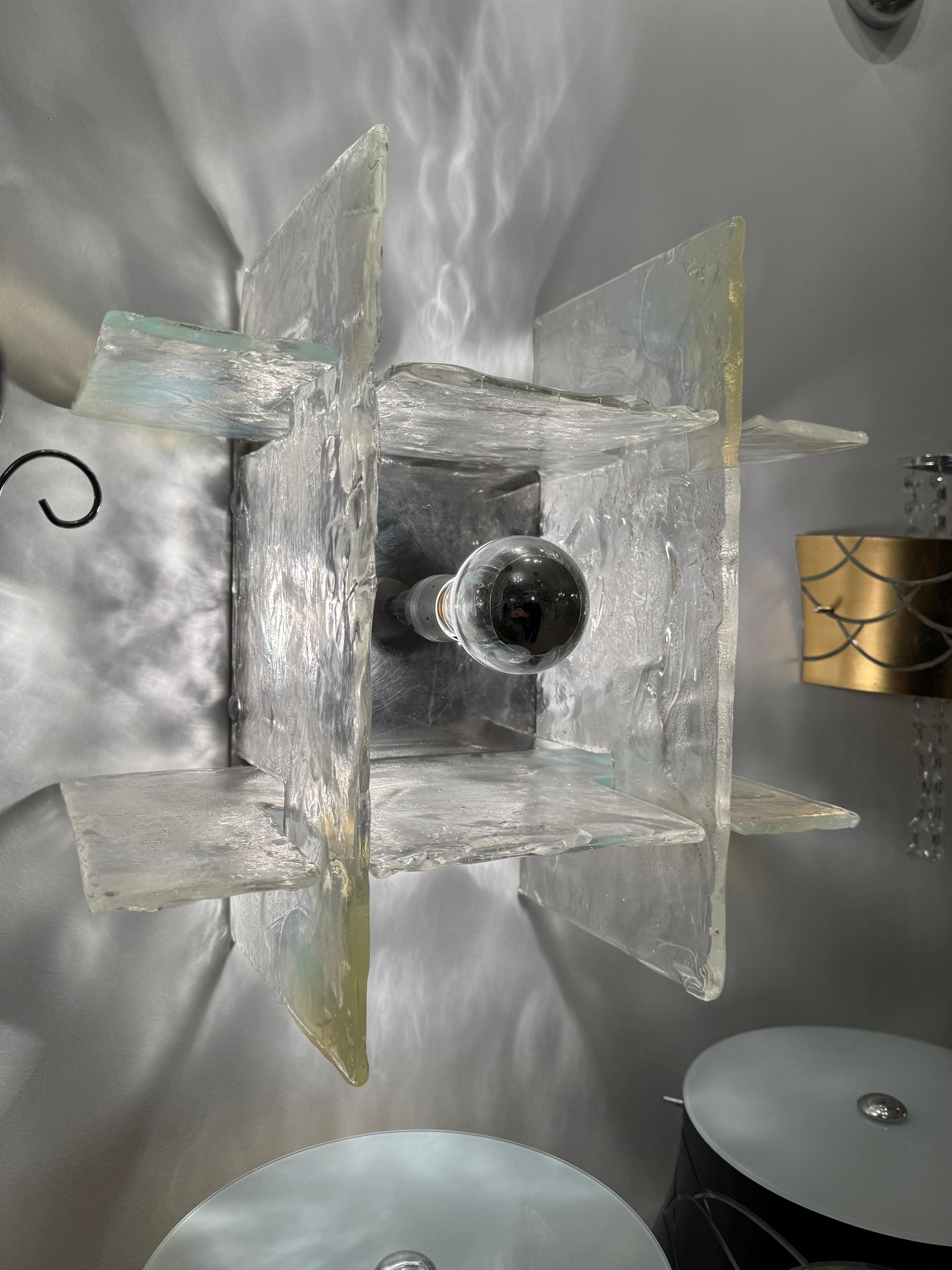 Italiano Carlo Nason Mazzega Lampada a Incasso LS 263 vetro iridescente Design Anni '60 in vendita