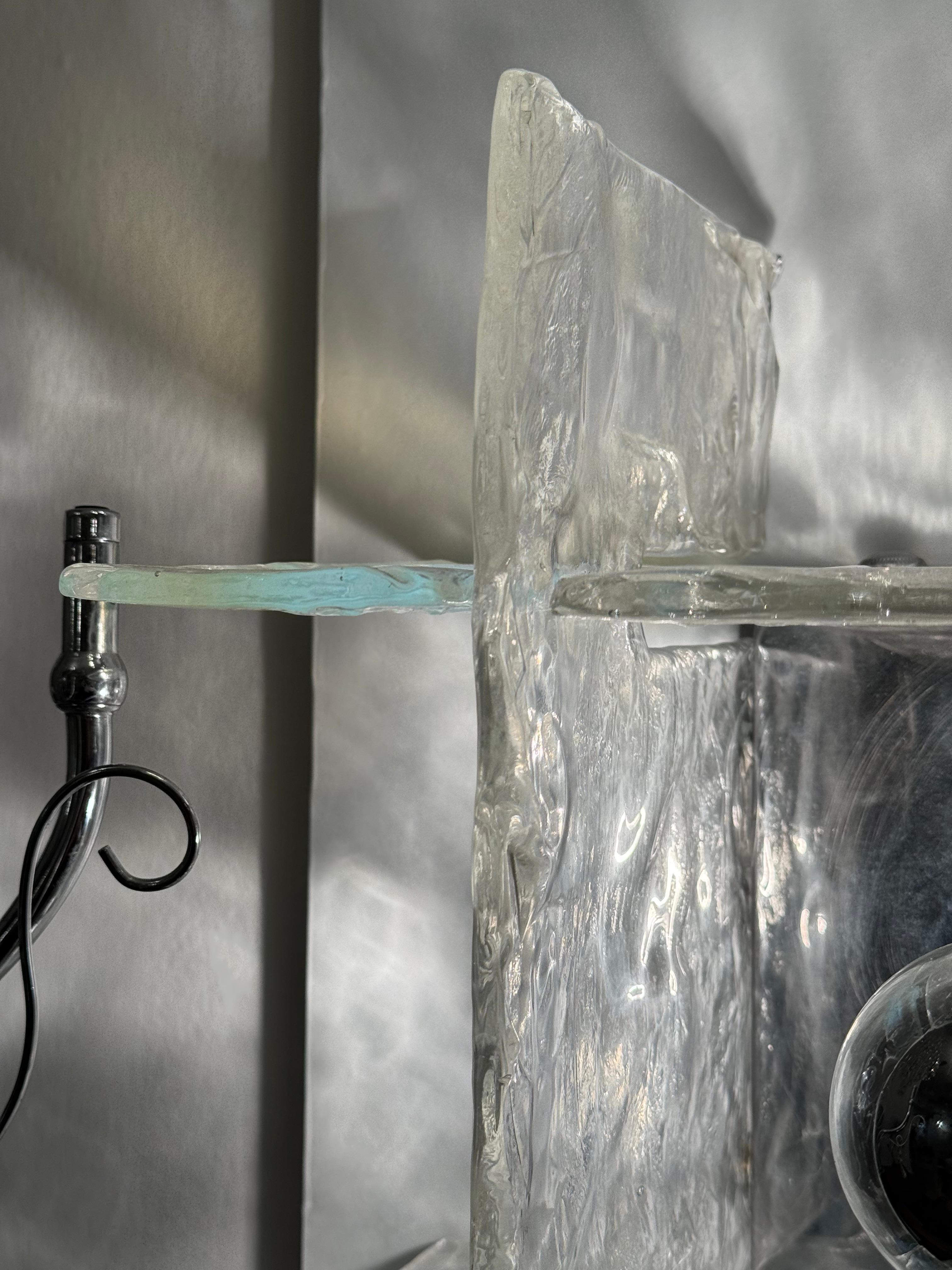 Acciaio Carlo Nason Mazzega Lampada a Incasso LS 263 vetro iridescente Design Anni '60 in vendita