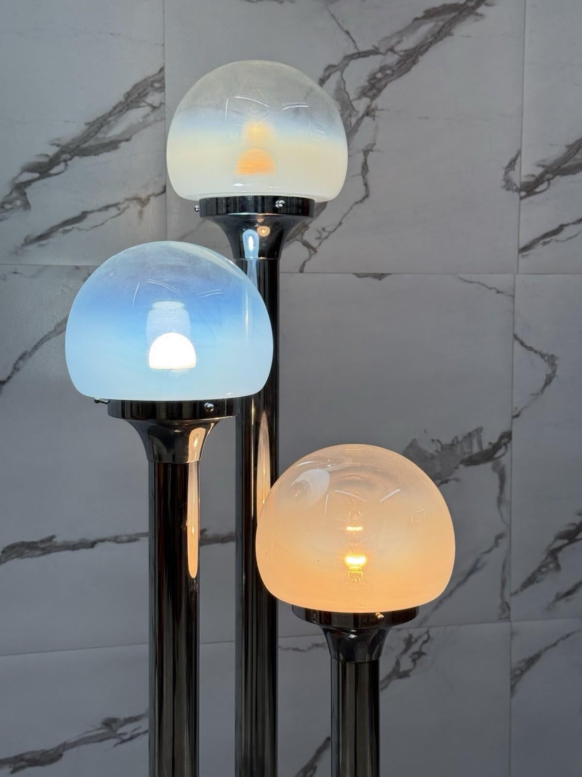 Steel Carlo Nason Mazzega Floor Lamp Design 1970s Modernism For Sale