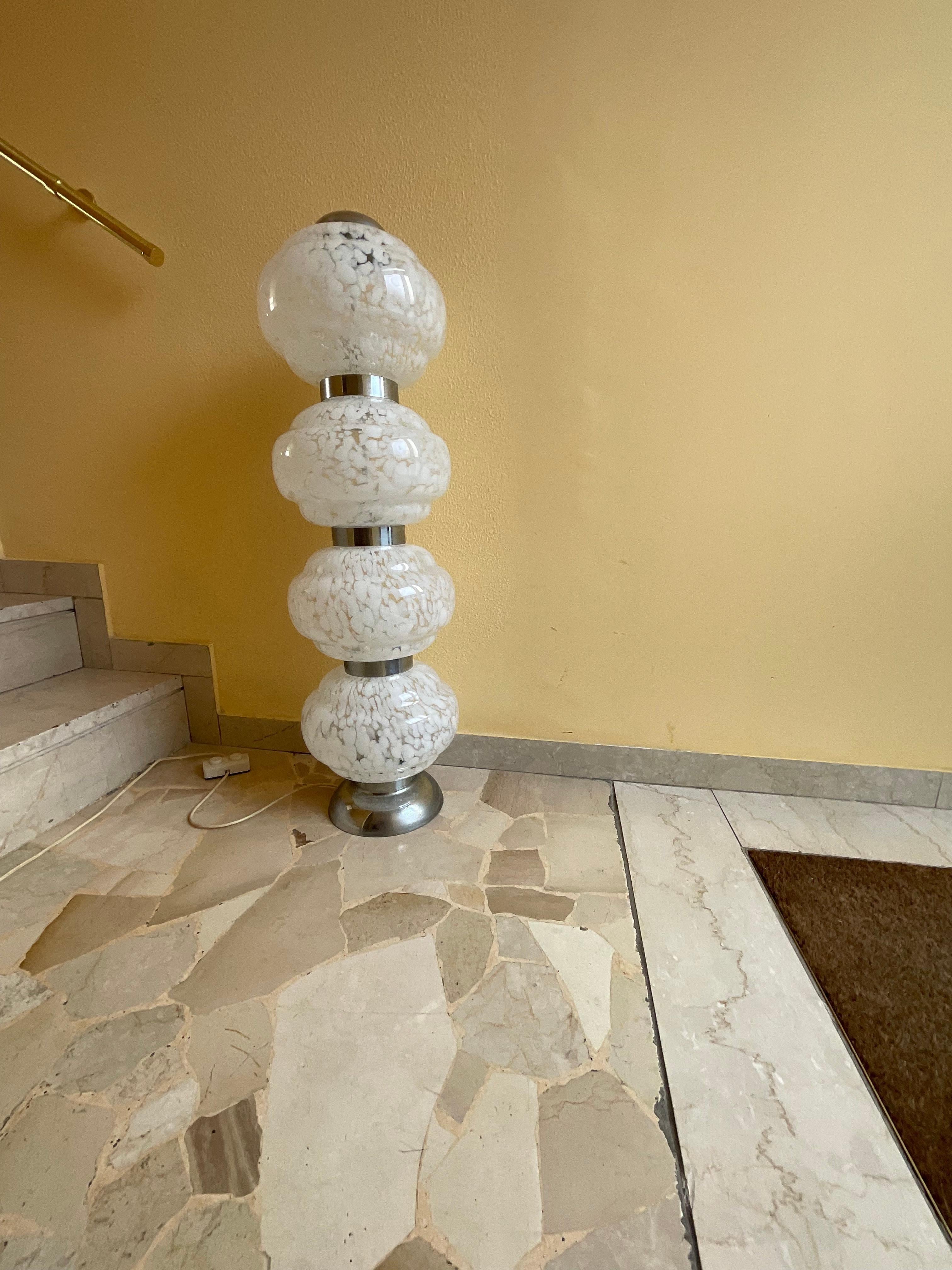 Other CARLO NASON - MAZZEGA - Floor lamp made of blown MURANO glass and steel. For Sale