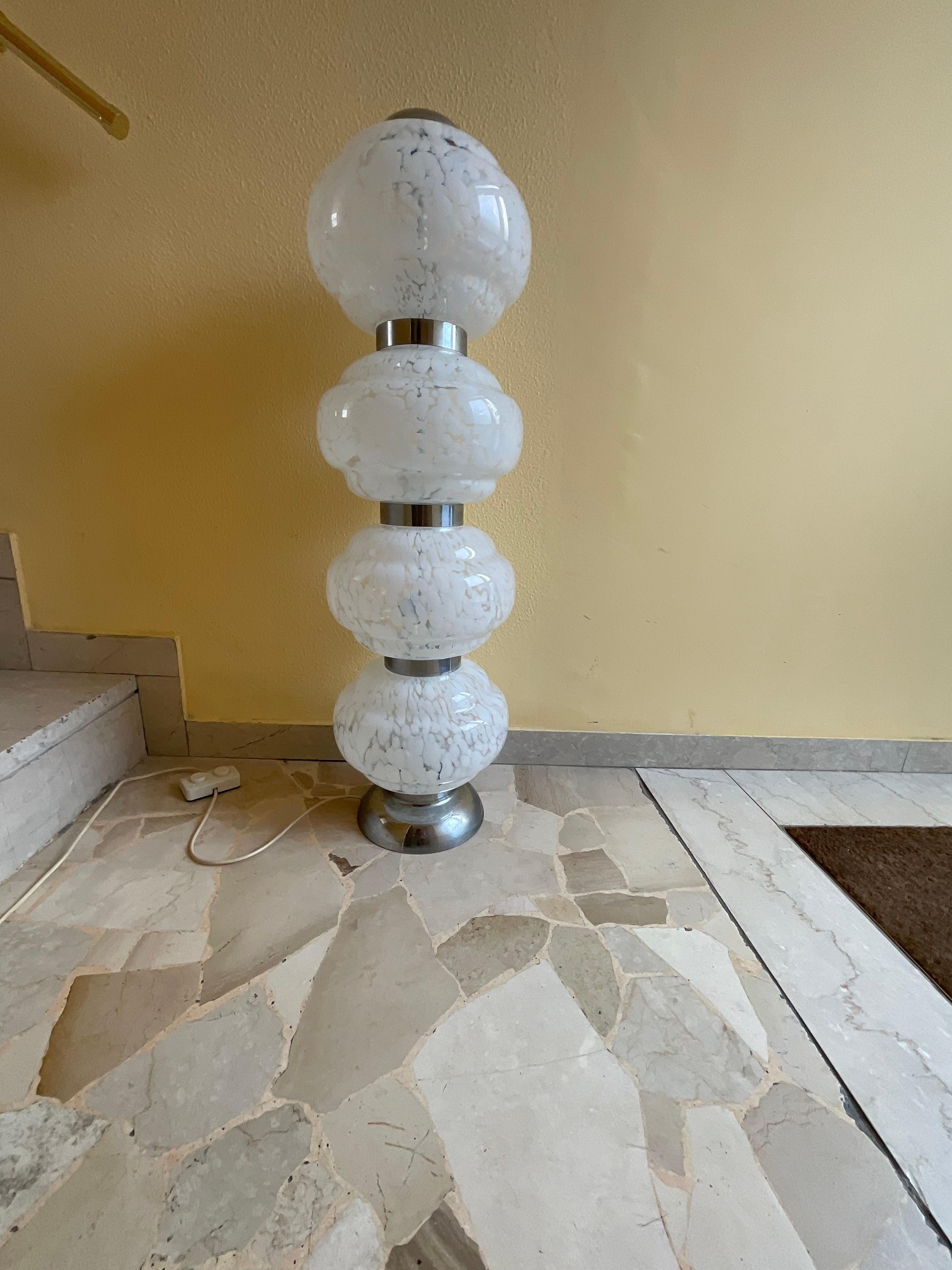 Mid-20th Century CARLO NASON - MAZZEGA - Floor lamp made of blown MURANO glass and steel. For Sale