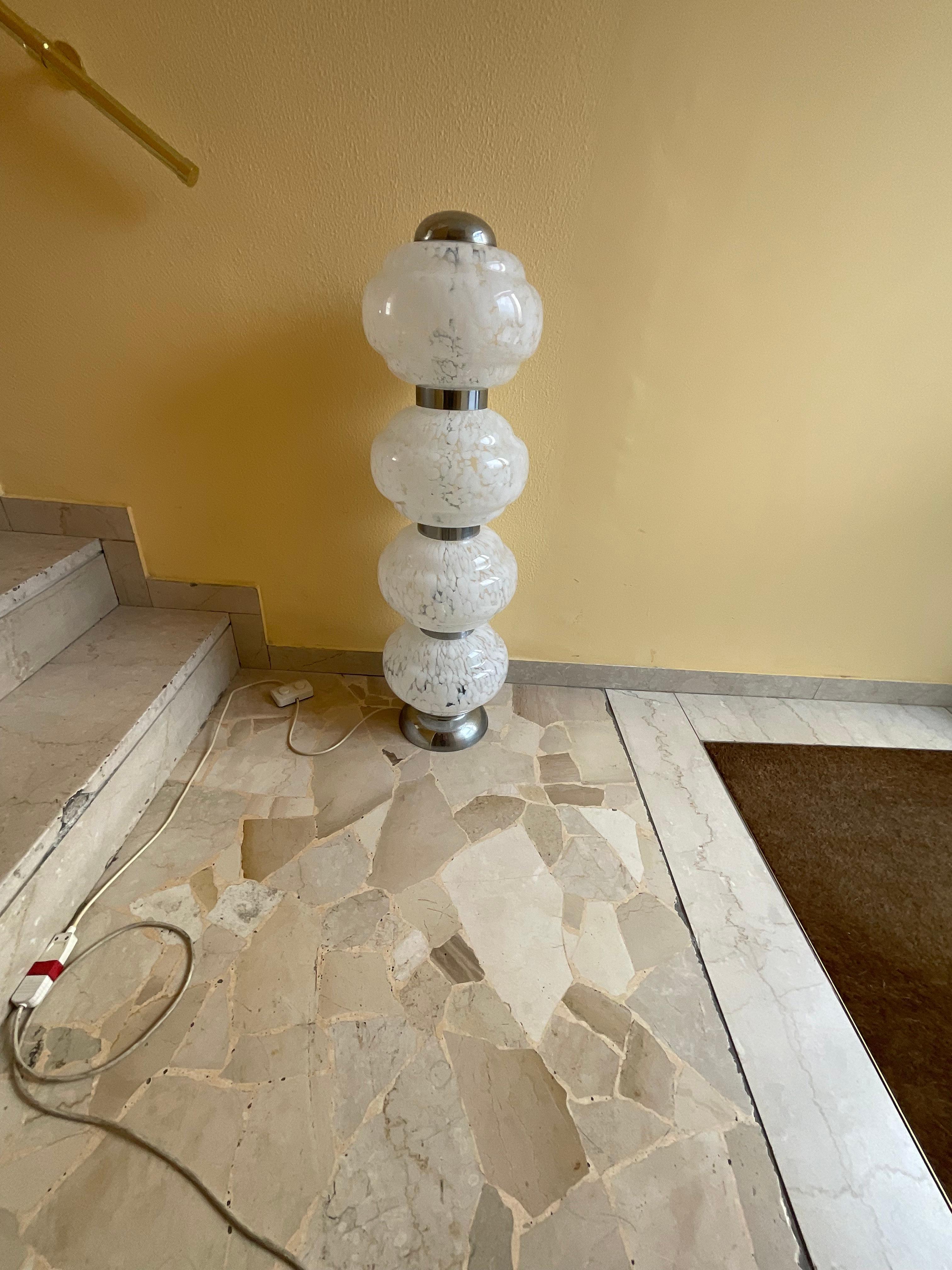 Steel CARLO NASON - MAZZEGA - Floor lamp made of blown MURANO glass and steel. For Sale