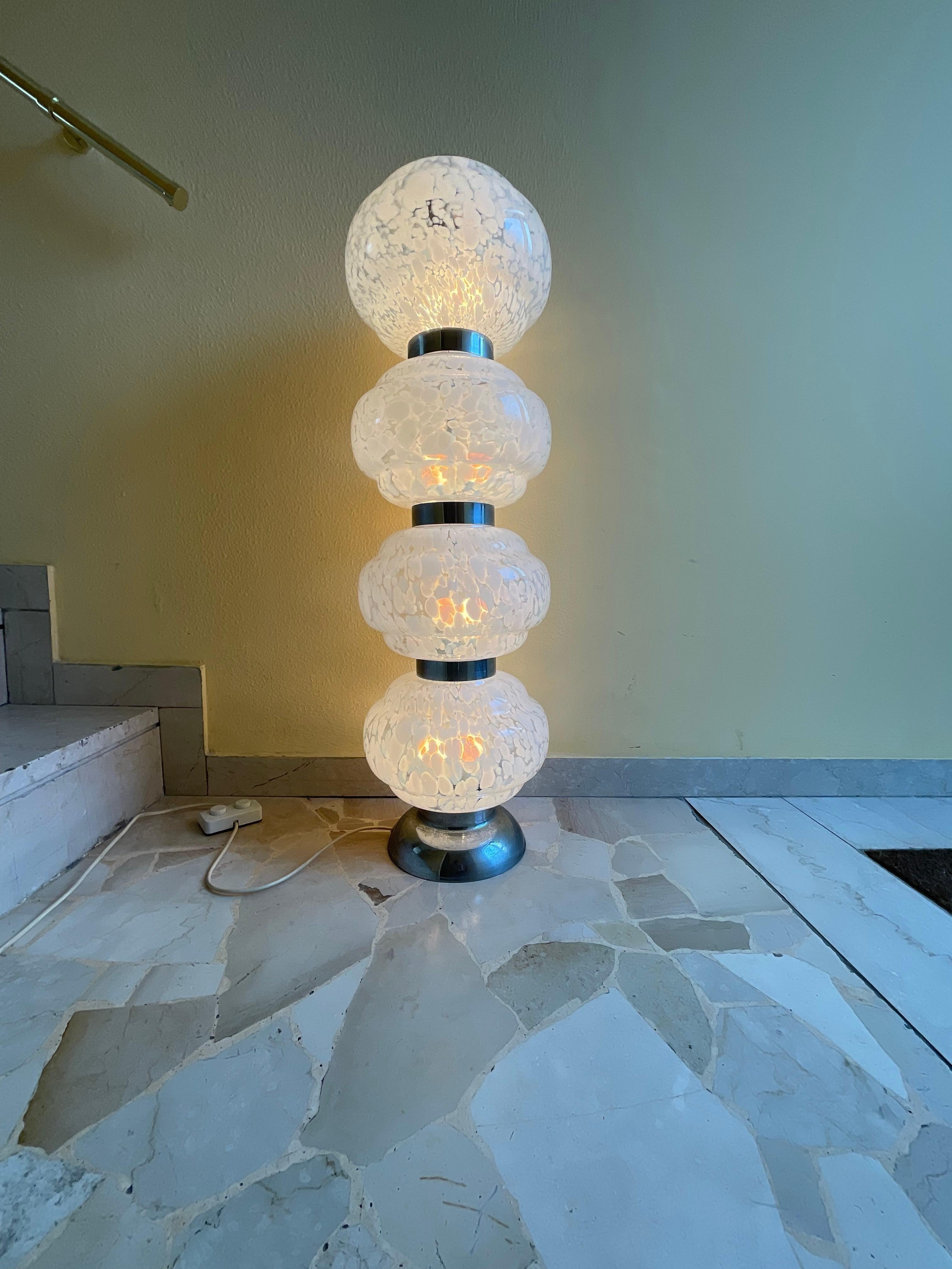 CARLO NASON - MAZZEGA - Floor lamp made of blown MURANO glass and steel. For Sale 1