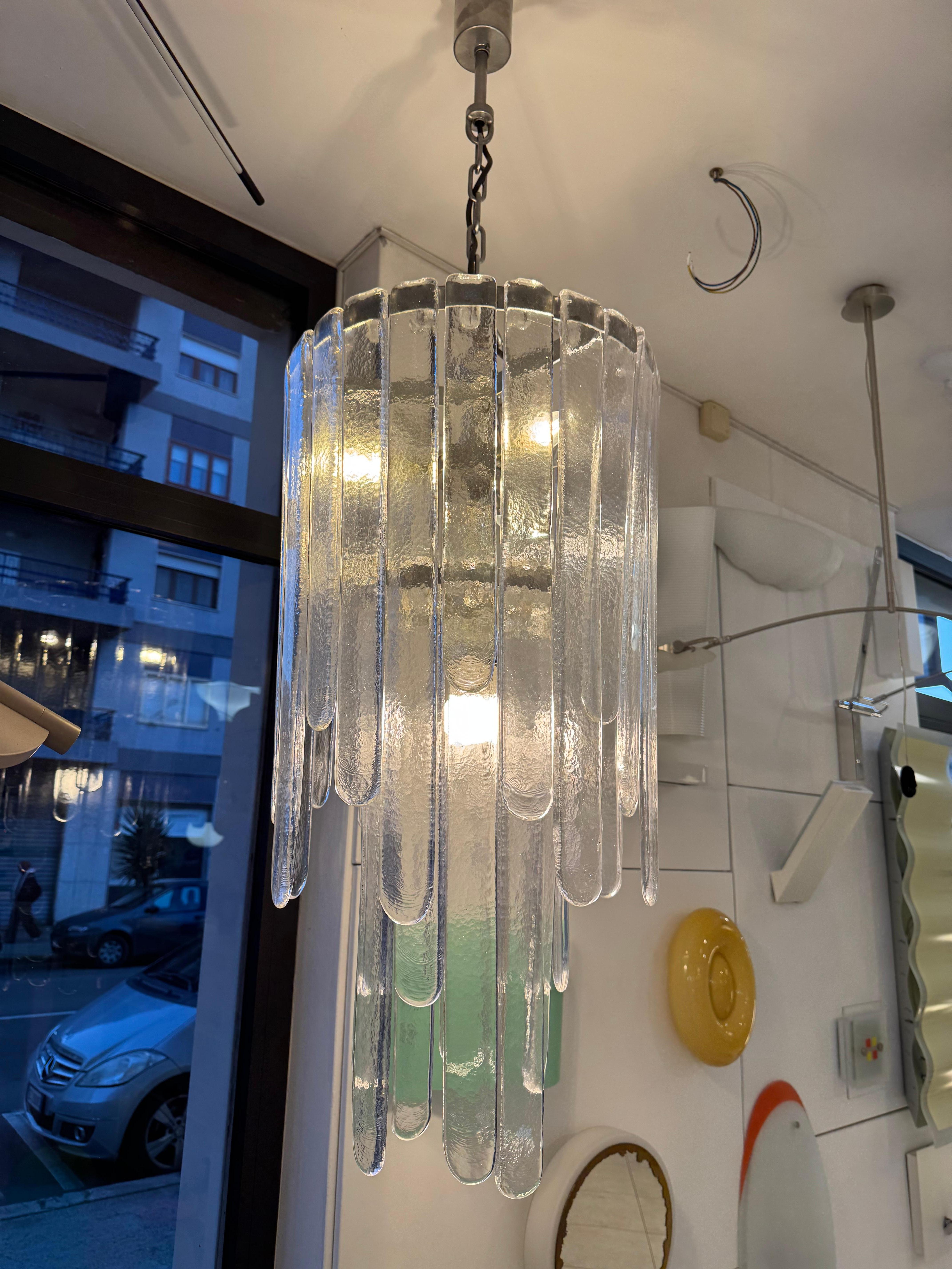 Carlo Nason Mazzega Lampadario Cascata Waterfall Murano Glass 1970's en vente 3