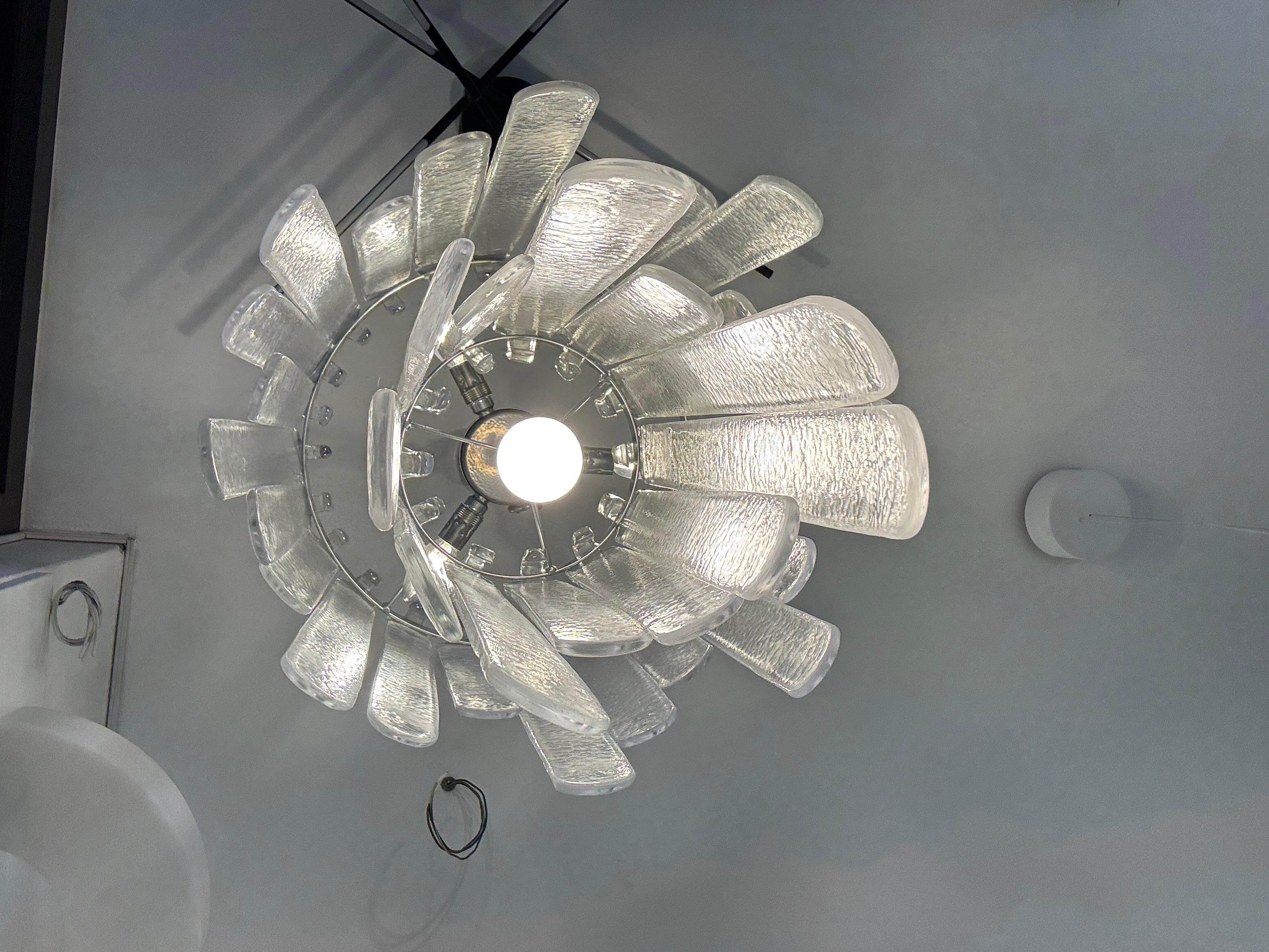 Carlo Nason Mazzega Lampadario Cascata Waterfall Murano Glass 1970's en vente 6