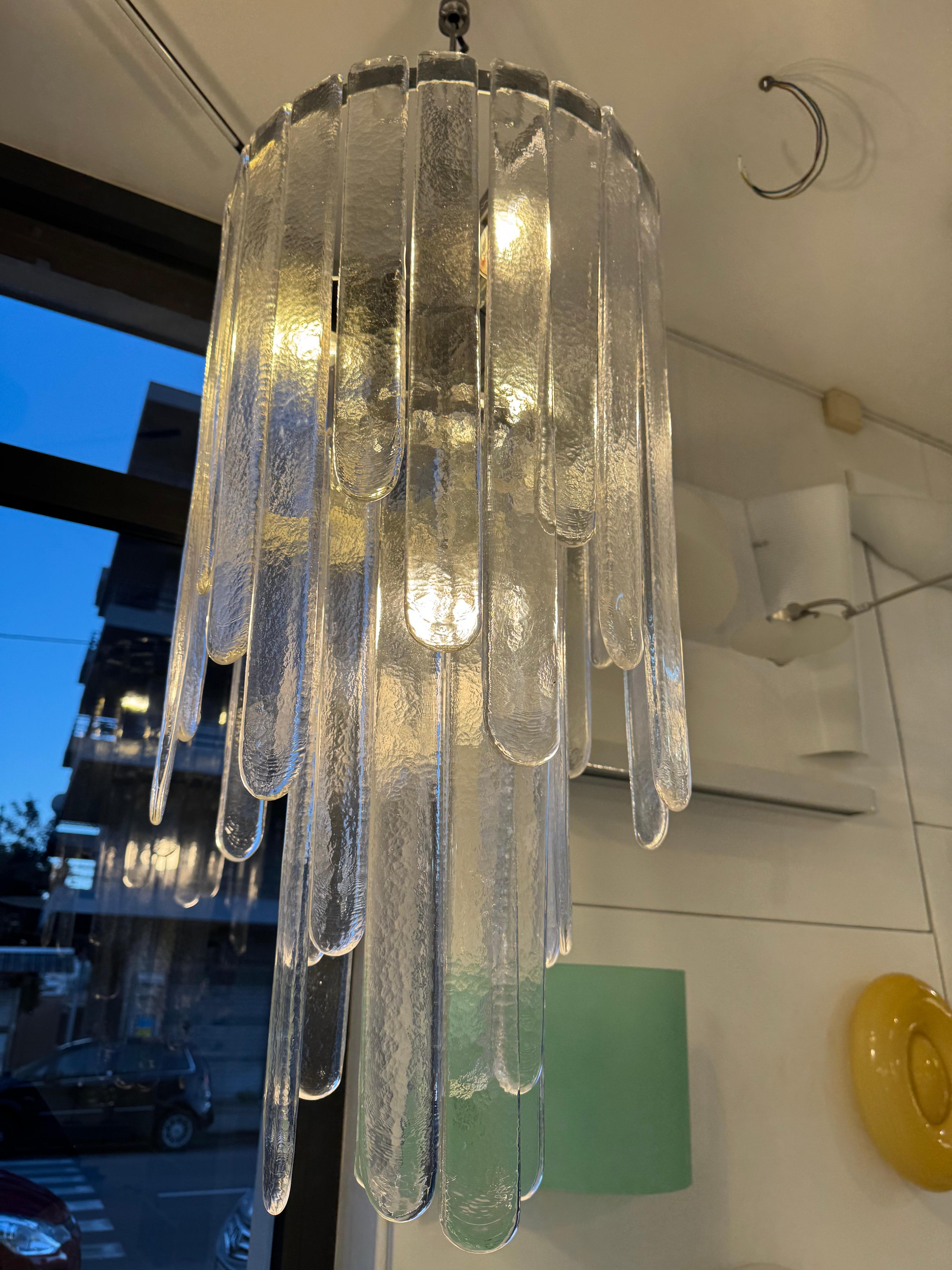 Regency Carlo Nason Mazzega Lampadario Cascata Waterfall Murano Glass 1970's en vente