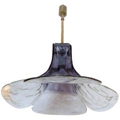 Carlo Nason Mazzega Murano Glass Flower Petal Pendant Light Chandelier, Italy