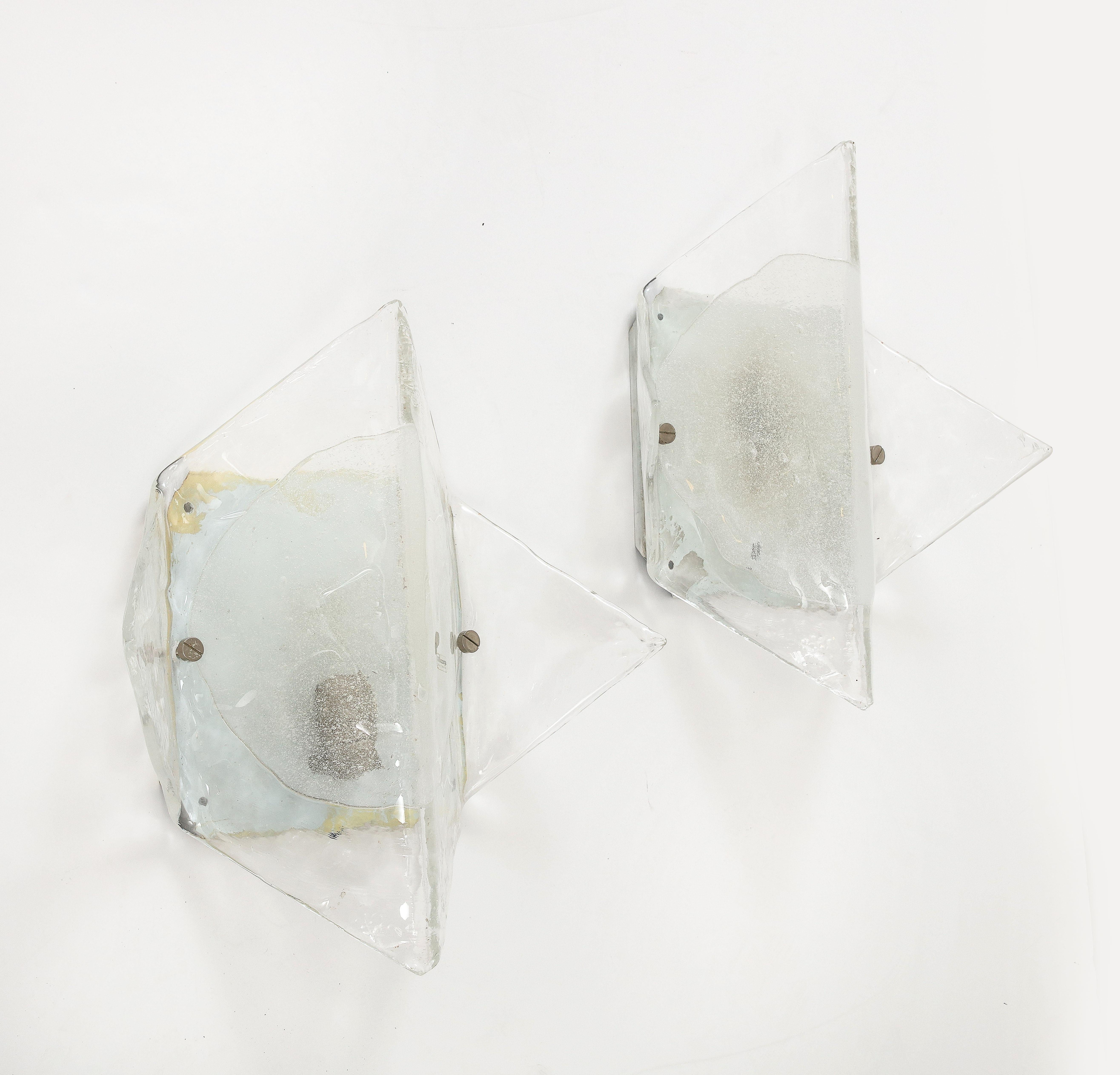 Mid-Century Modern Carlo Nason, Mazzega Origami Glass Sconces For Sale