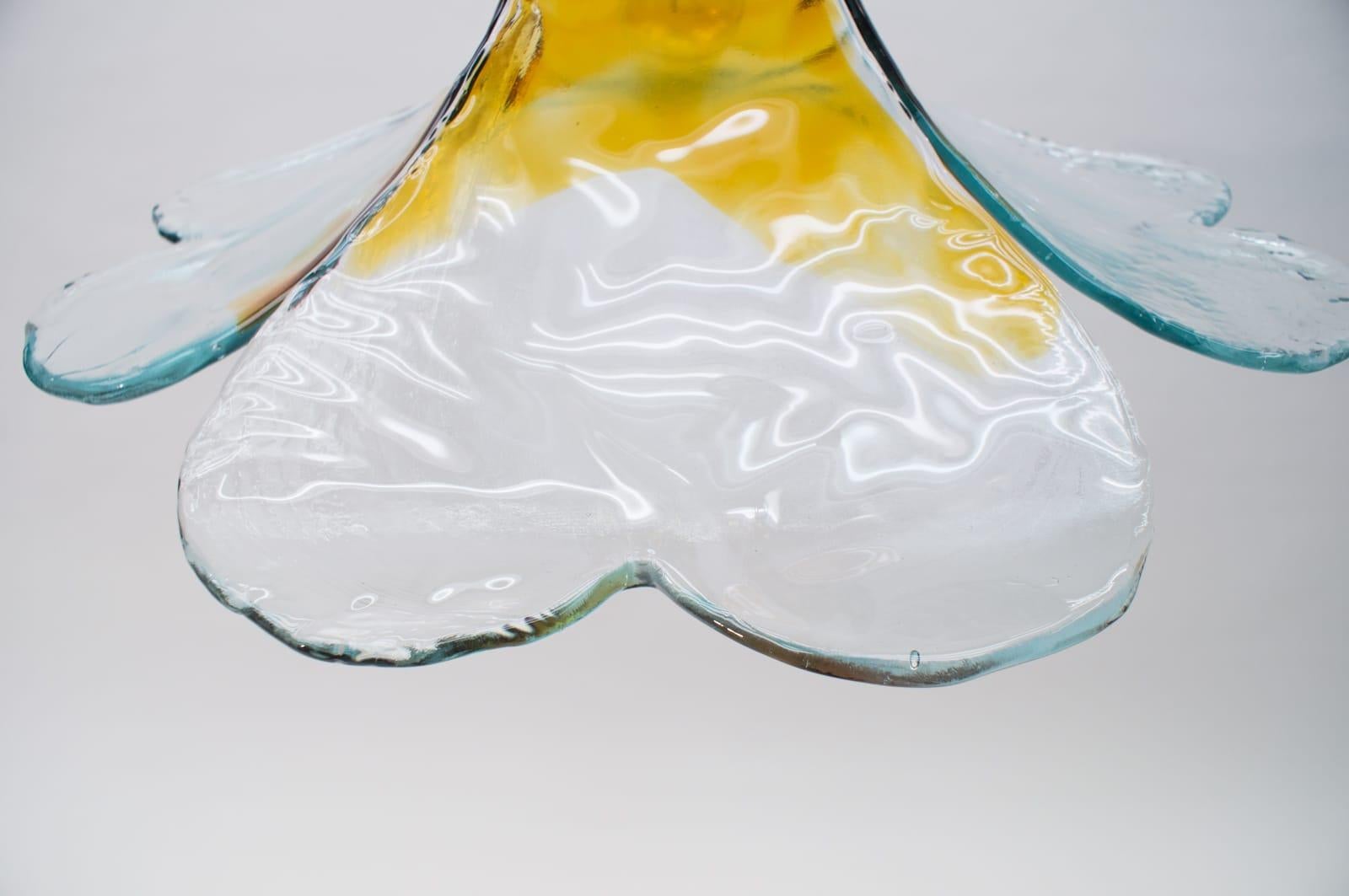 Brass Carlo Nason Mazzega Pendant Lamp for J.T. Kalmar in Murano Glass, 1970s For Sale