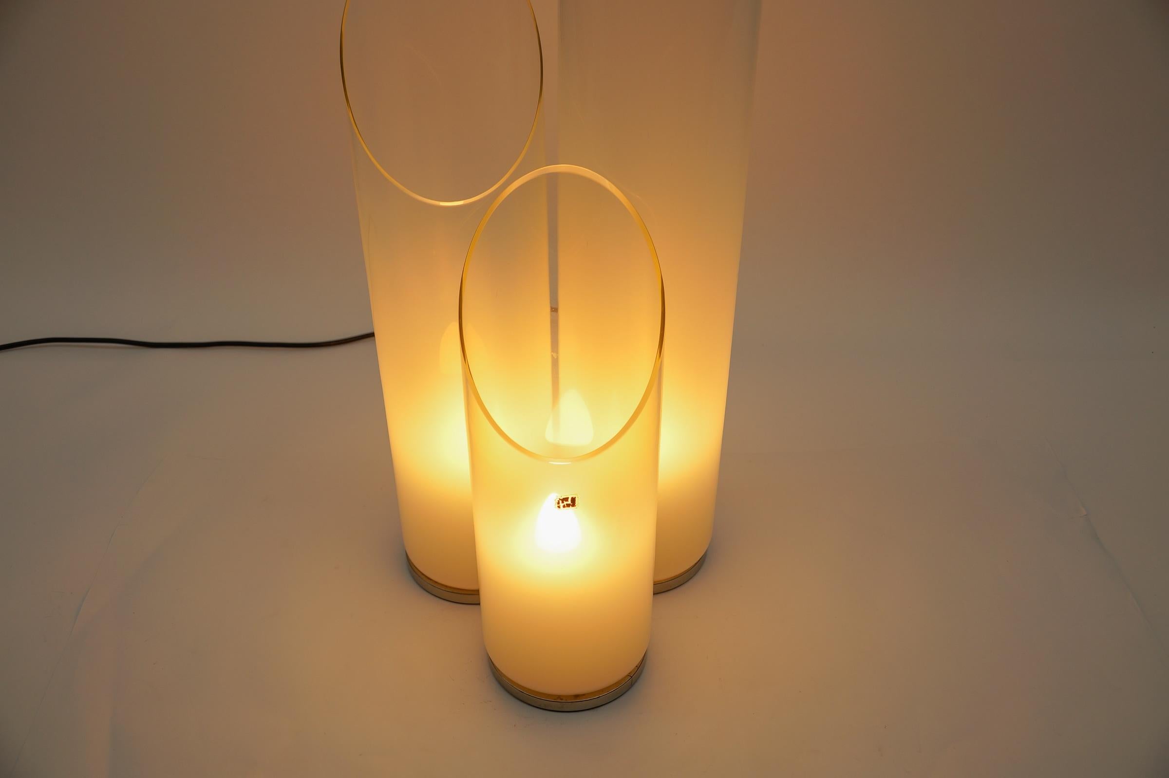 Carlo Nason Mazzega Tischlampe Metall Chrom Murano Glas 1970 Italien.  Seltenes Auto im Angebot 4