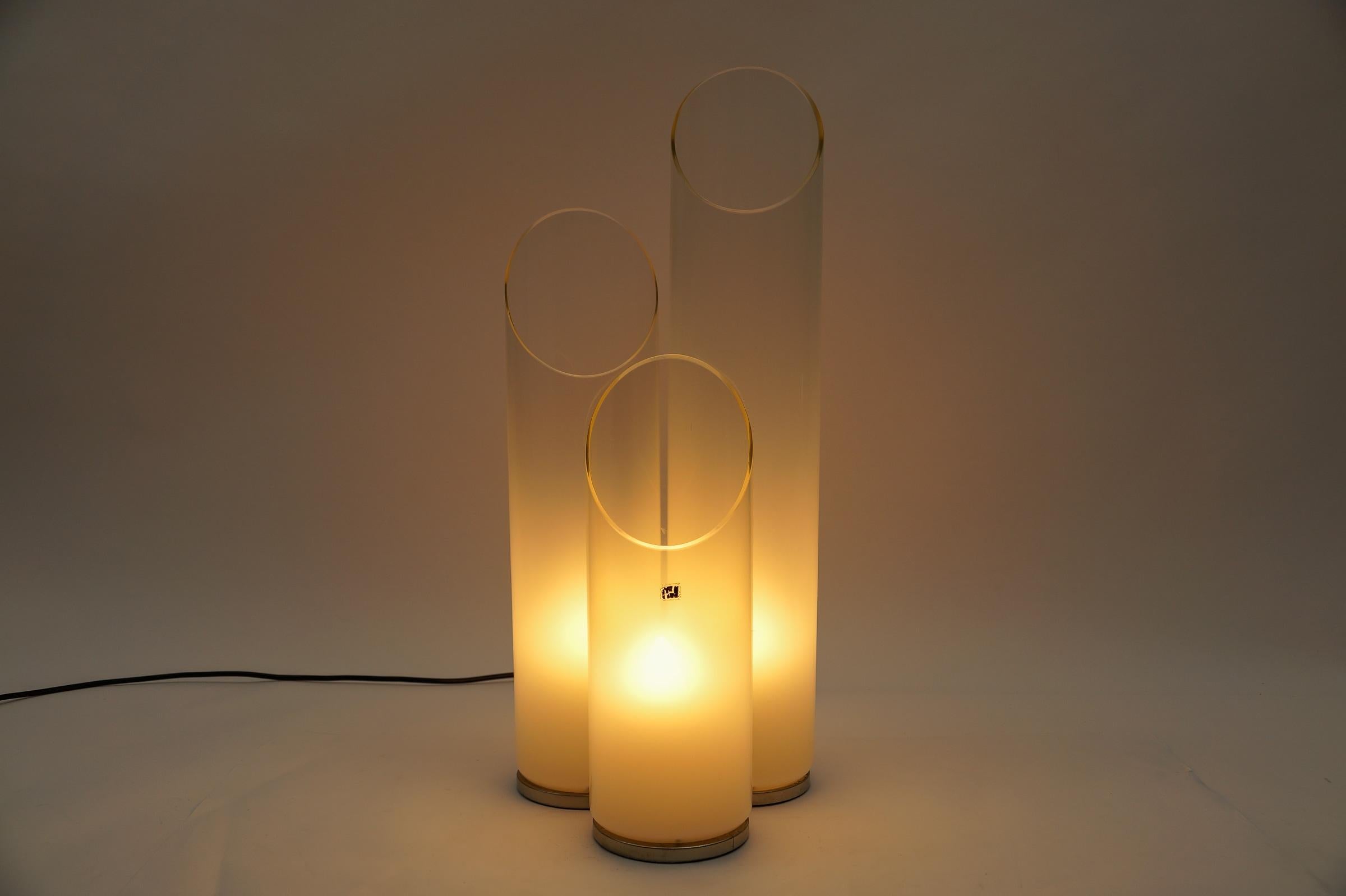 Carlo Nason Mazzega Tischlampe Metall Chrom Murano Glas 1970 Italien.  Seltenes Auto im Angebot 9