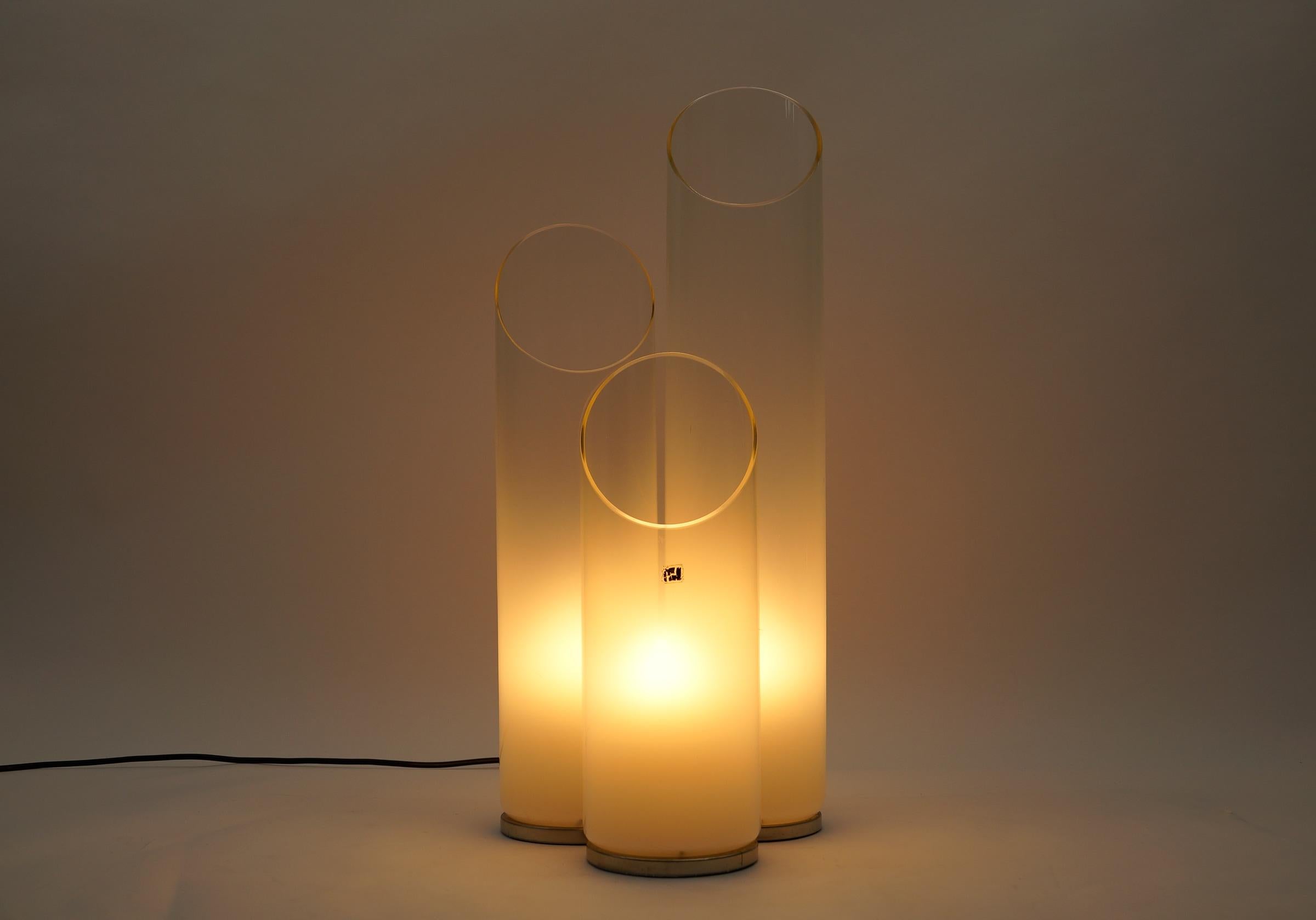 Carlo Nason Mazzega Tischlampe Metall Chrom Murano Glas 1970 Italien.  Seltenes Auto (Moderne der Mitte des Jahrhunderts) im Angebot