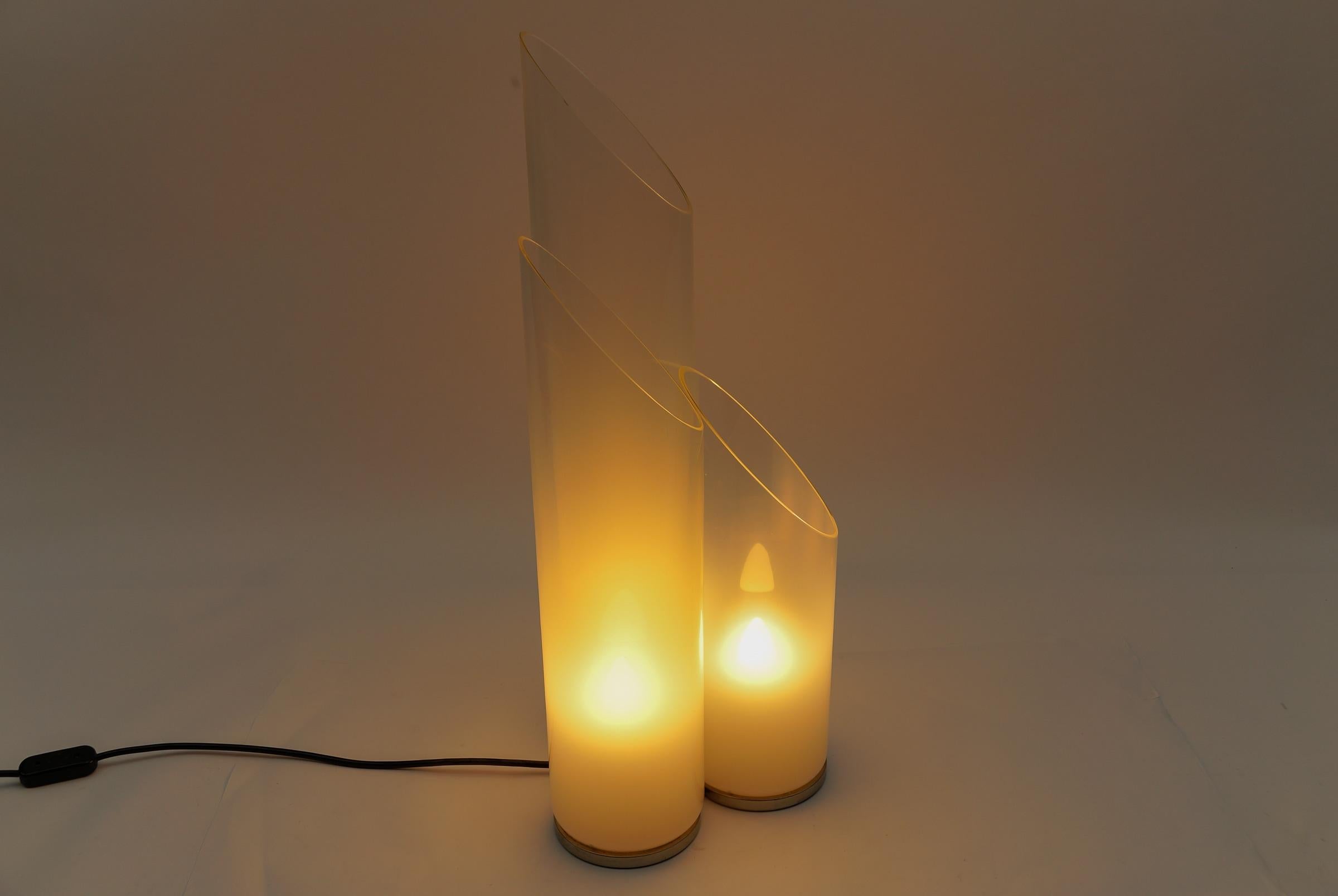 Carlo Nason Mazzega Tischlampe Metall Chrom Murano Glas 1970 Italien.  Seltenes Auto im Zustand „Gut“ im Angebot in Nürnberg, Bayern
