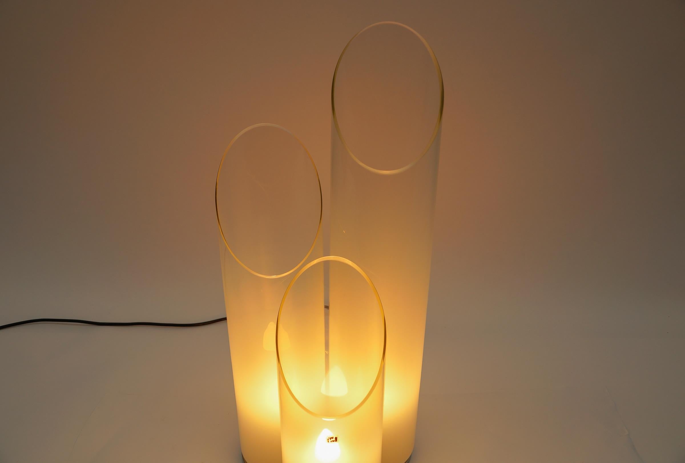 Carlo Nason Mazzega Tischlampe Metall Chrom Murano Glas 1970 Italien.  Seltenes Auto im Angebot 3