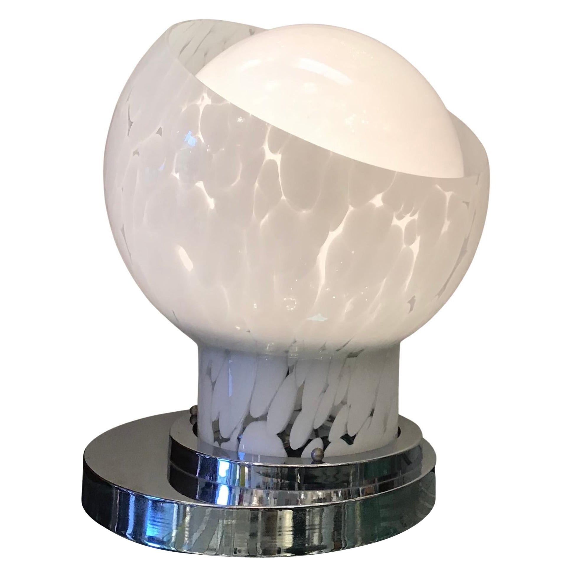 CARLO NASON -Mazzega Table Lamp Metal Crome Murano Glass 1965 Italy