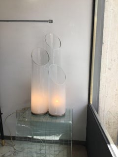 Carlo Nason "Mazzega" Lampada da tavolo in metallo e vetro di Murano cromatico, 1970, Italia