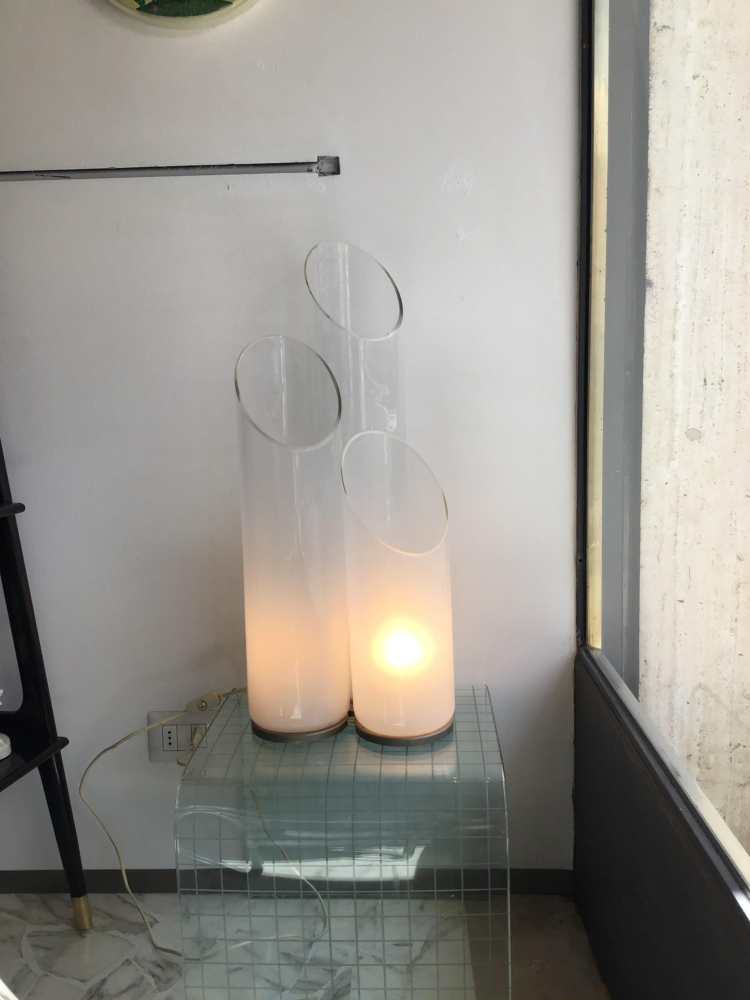 Carlo Nason Mazzega-Table-Lampe aus metallfarbenem Muranoglas, 1970, Italien im Zustand „Hervorragend“ im Angebot in Milano, IT