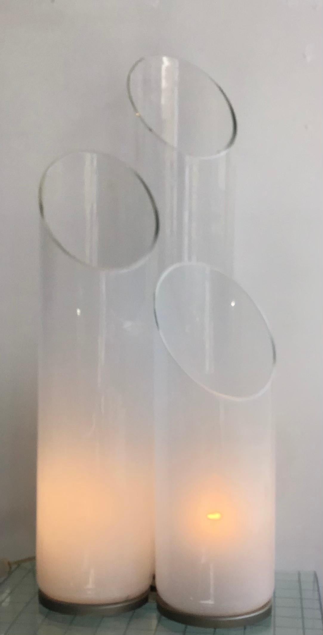 20th Century Carlo Nason “Mazzega”Table Lamp Metal Crome Murano Glass, 1970, Italy For Sale