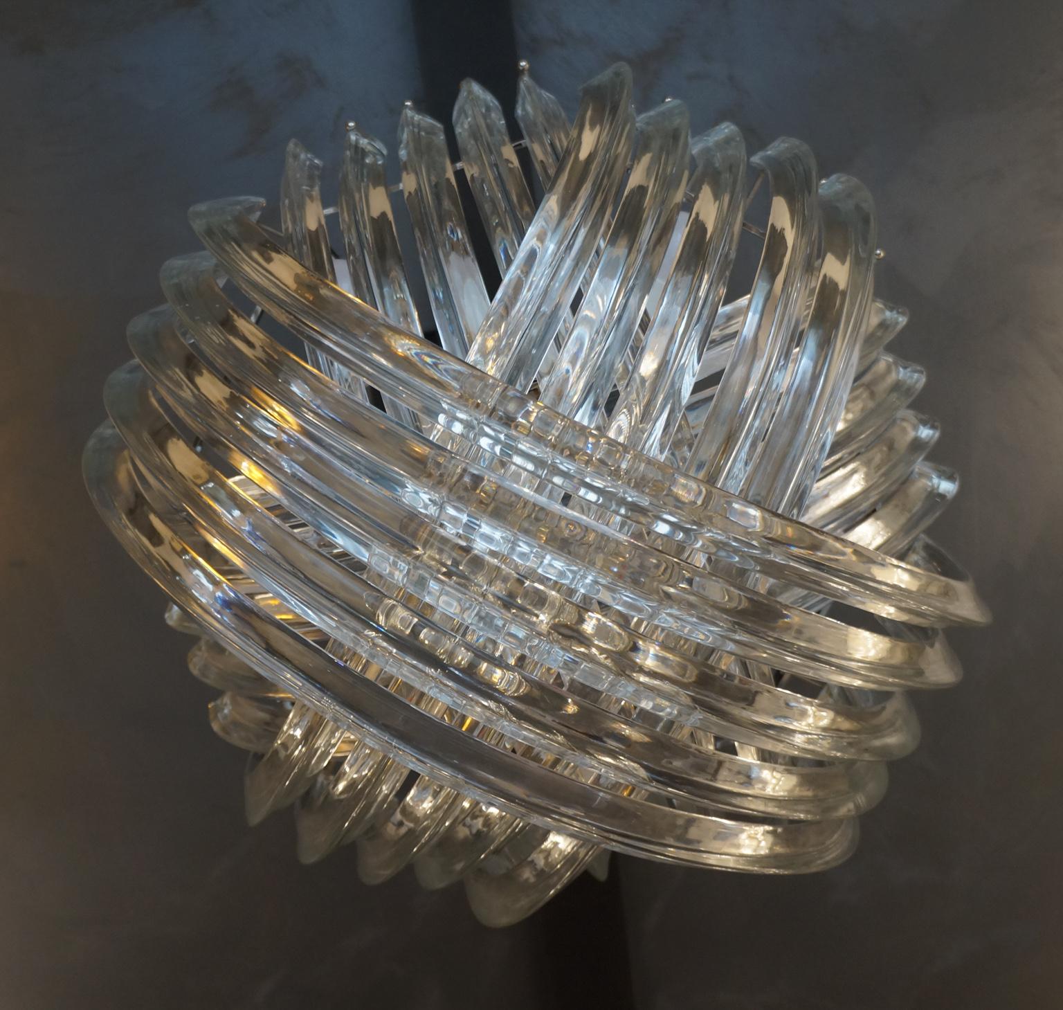 Carlo Nason Mid-Century Modern Crystal Curvati Murano Glass Chandelier, 1976 For Sale 10