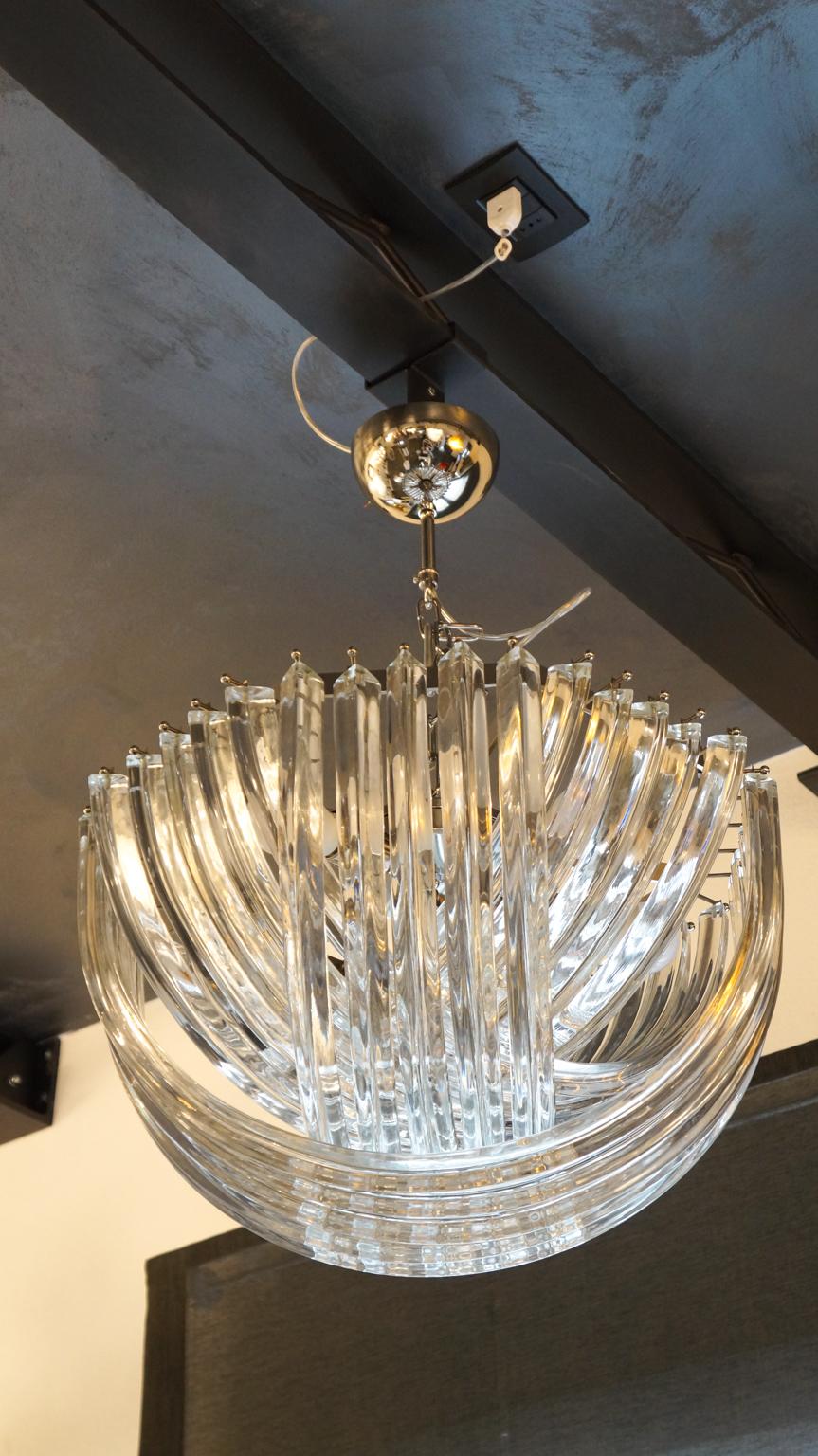 Carlo Nason Mid-Century Modern Crystal Curvati Murano Glass Chandelier, 1976 For Sale 1