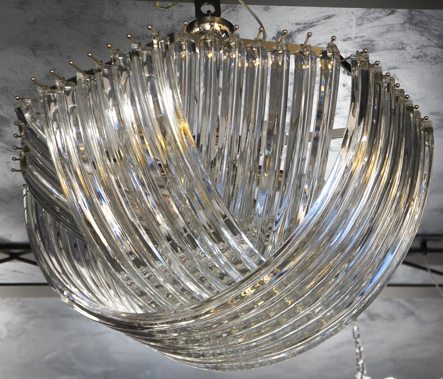 Carlo Nason Mid-Century Modern Crystal Curvati Murano Glass Chandelier, 1984 For Sale 4