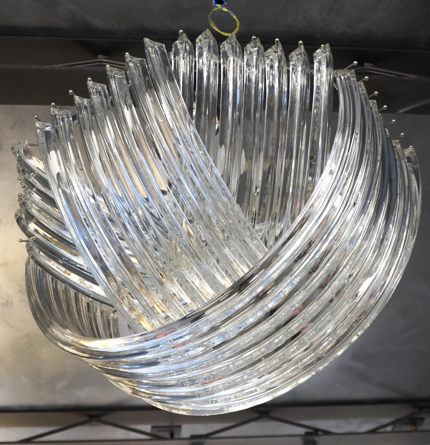 Carlo Nason Mid-Century Modern Crystal Curvati Murano Glass Chandelier, 1984 For Sale 5