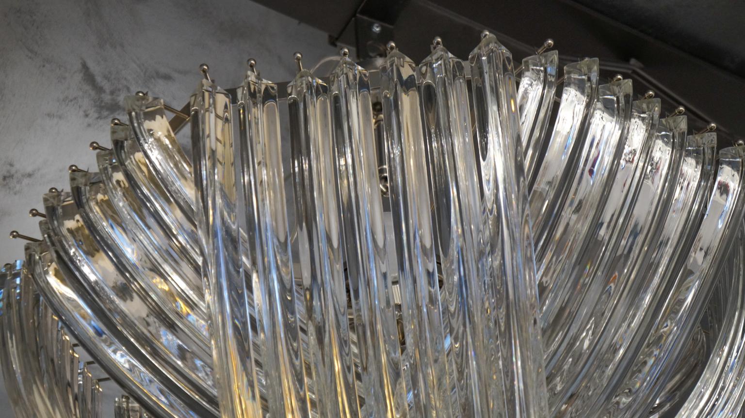 Carlo Nason Mid-Century Modern Crystal Curvati Murano Glass Chandelier, 1984 For Sale 6