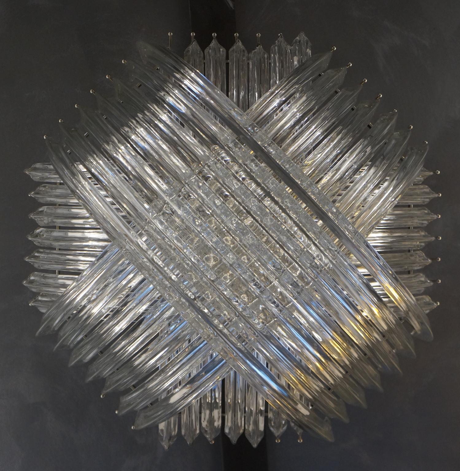Carlo Nason Mid-Century Modern Crystal Curvati Murano Glass Chandelier, 1984 For Sale 7