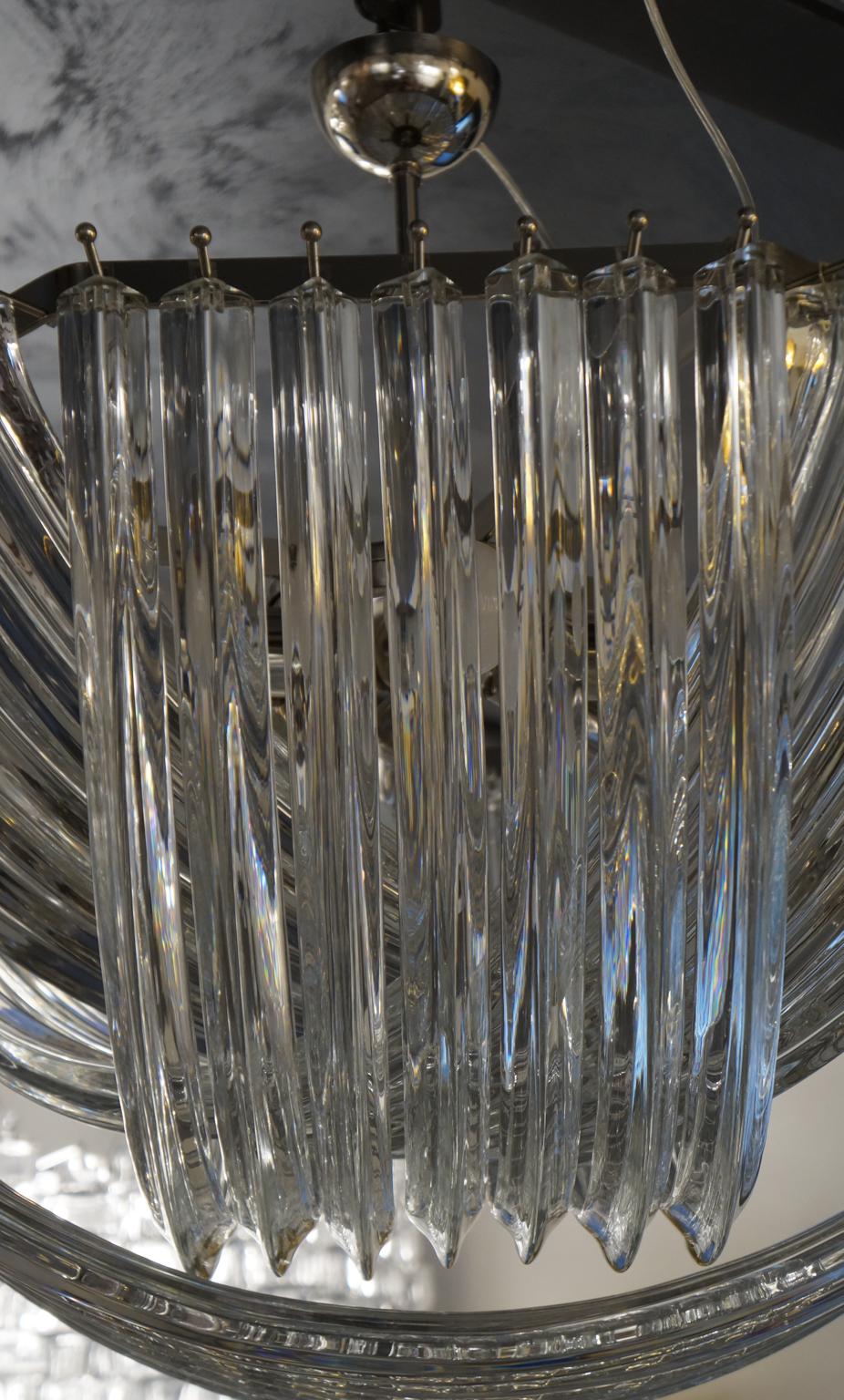 Carlo Nason Mid-Century Modern Crystal Curvati Murano Glass Chandelier, 1984 For Sale 12