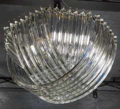 Carlo Nason Mid-Century Modern Crystal Curvati Murano Glass Chandelier, 1984s