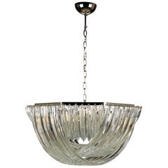 Carlo Nason Mid-Century Modern Crystal Curvati Murano Glass Chandelier, 1984s