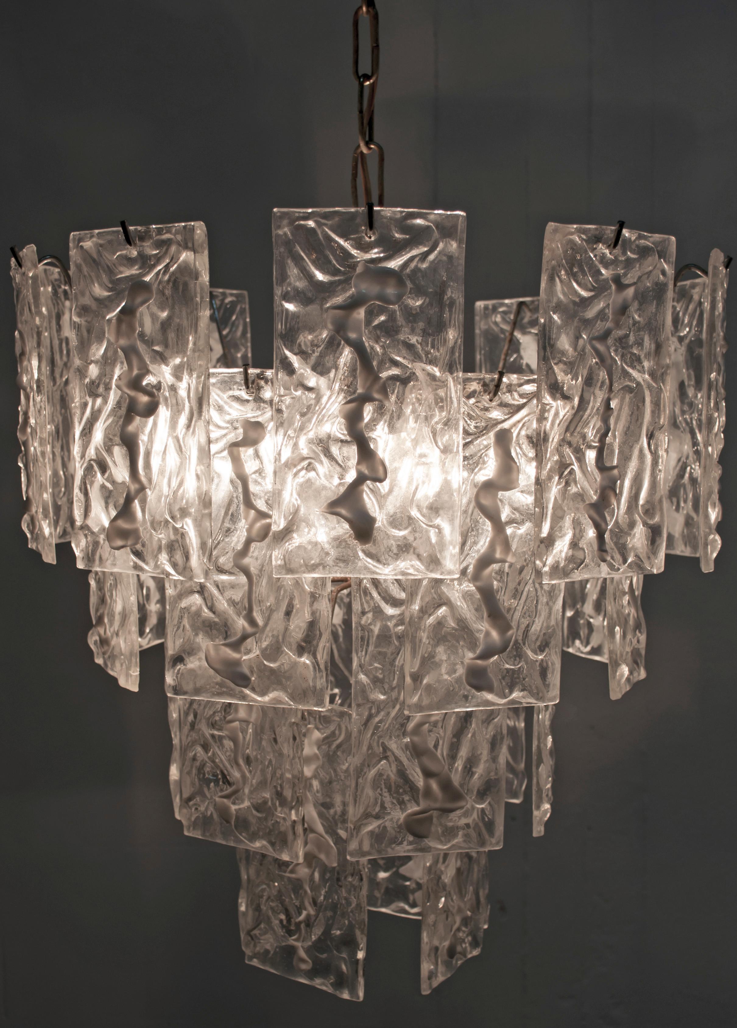 Fil métallisé Lustre italien moderne du milieu du siècle dernier de Carlo Nason pour Mazzega, années 1960 en vente