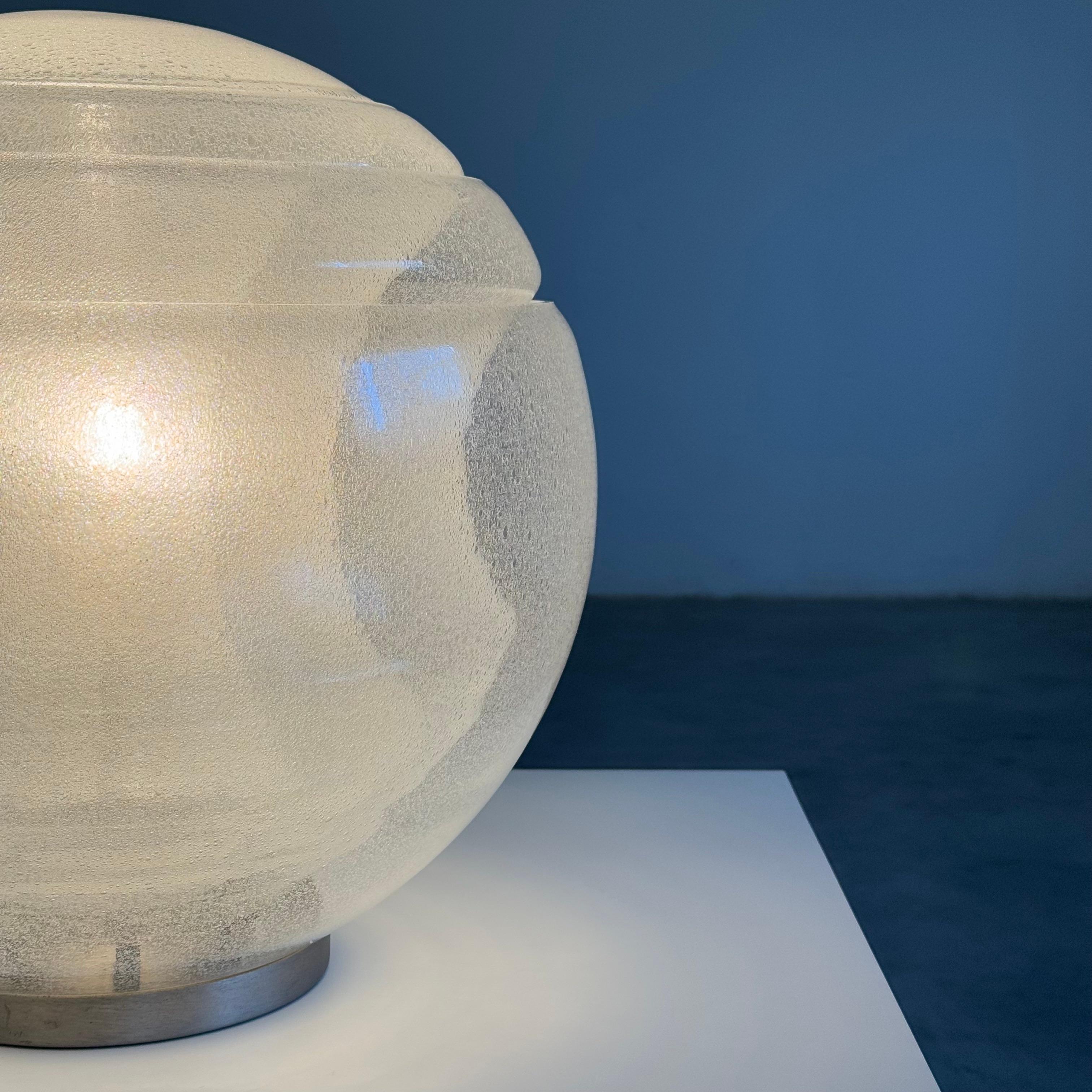 Carlo Nason Model LT328 Italian Table Lamp, Pulegoso Glass, 1970s, Labeled For Sale 3