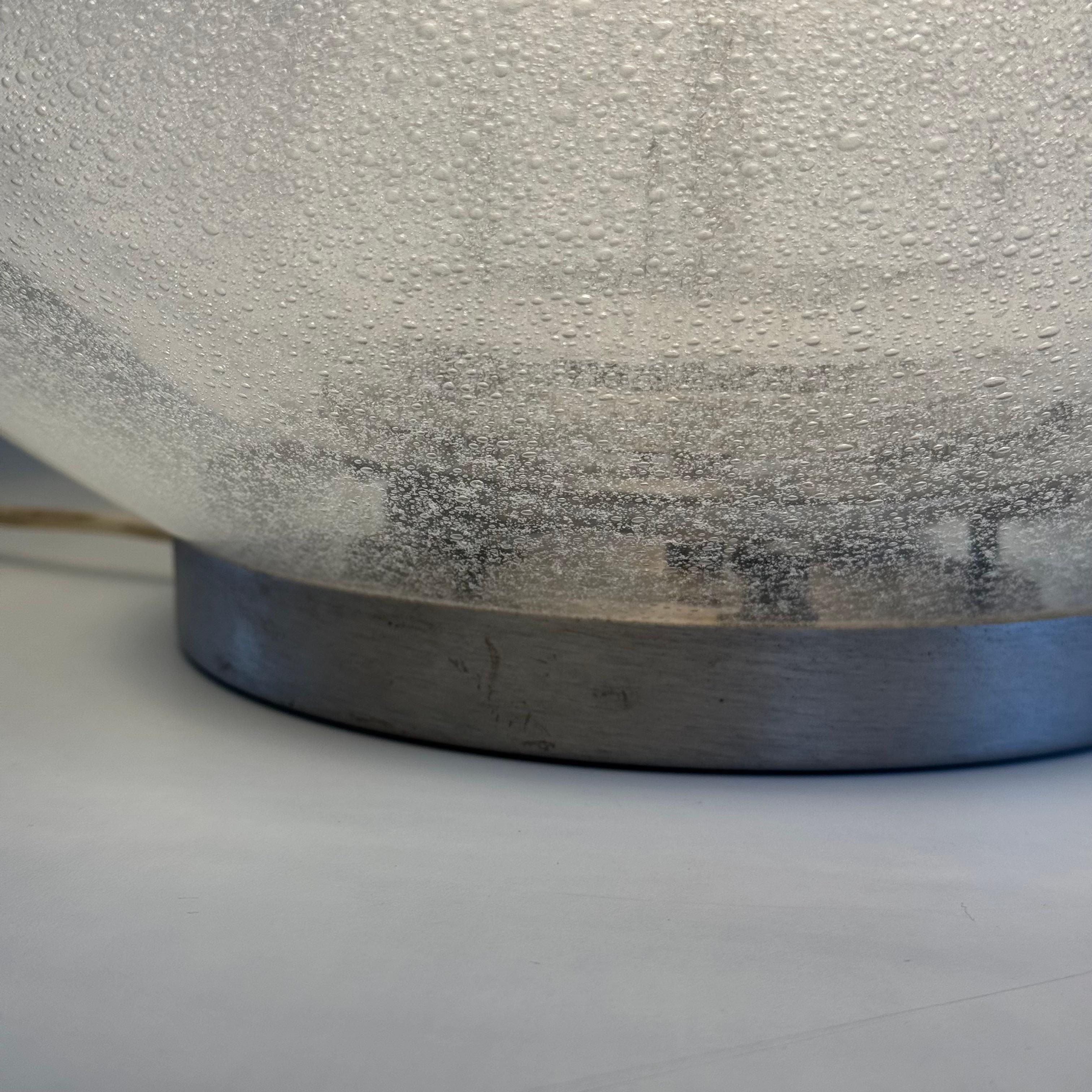 Carlo Nason Model LT328 Italian Table Lamp, Pulegoso Glass, 1970s, Labeled For Sale 4